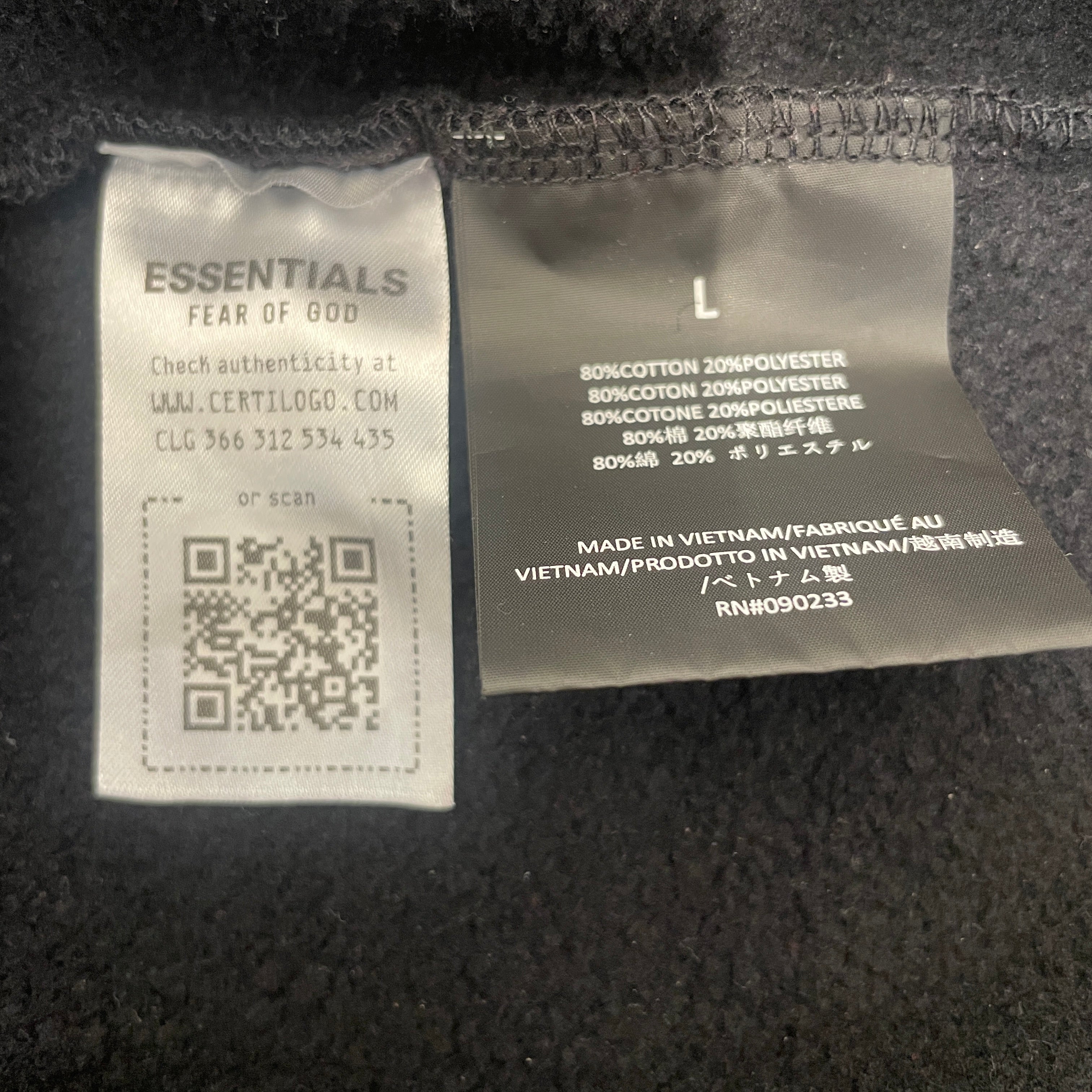 FOG ESSENTIALS/NBA/Hoodie/L/Cotton/BLK/ view 3