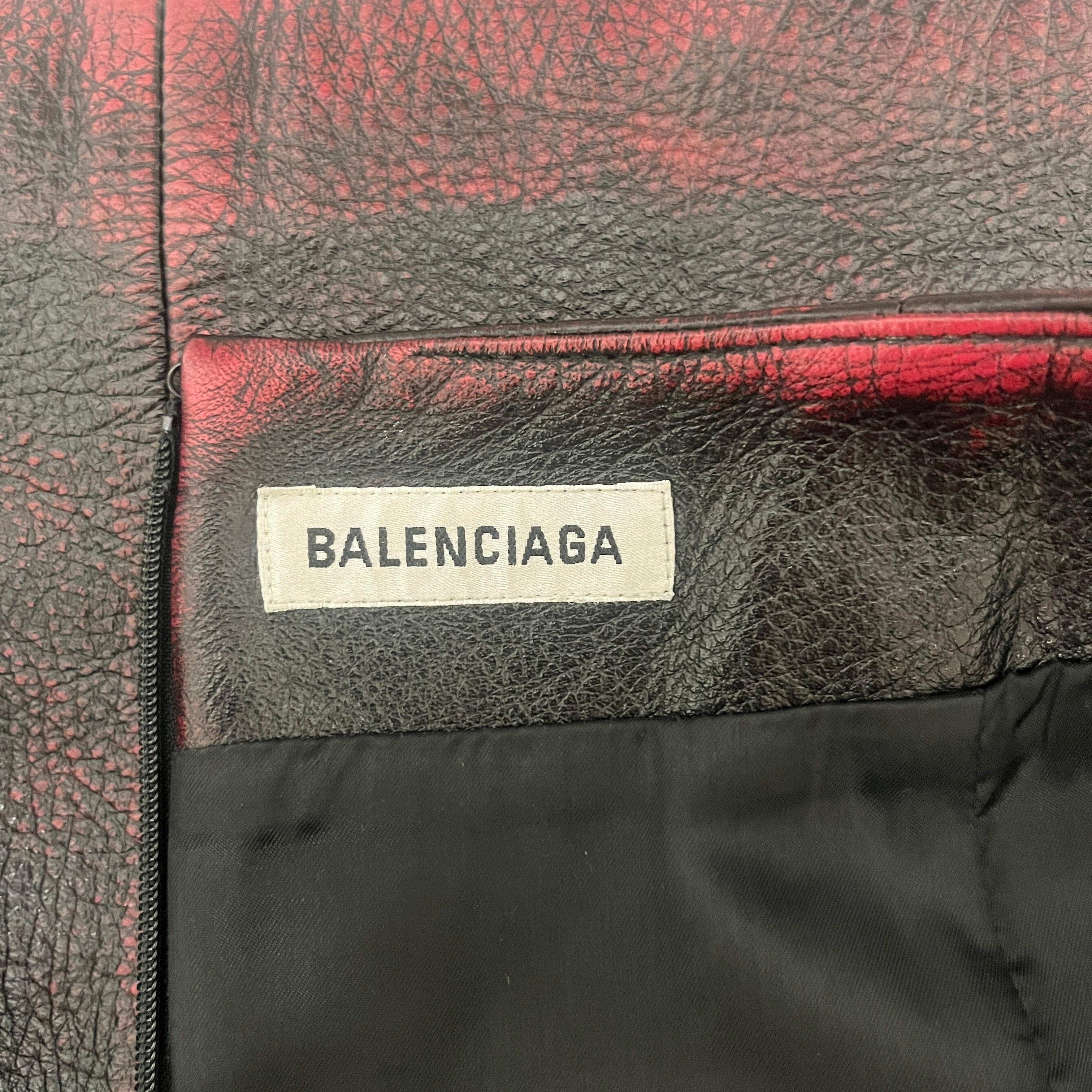 BALENCIAGA/Skirt/M/Leather/BLK/Midi Length/RED WASHED BLK LEATHER MIDI view 3
