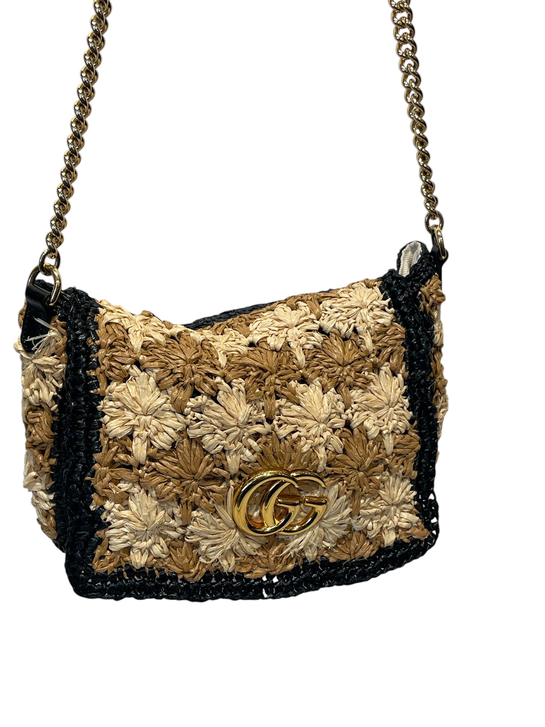 GUCCI/Cross Body Bag/BEG/GG MARMONT FLORAL RAFFIA view 2