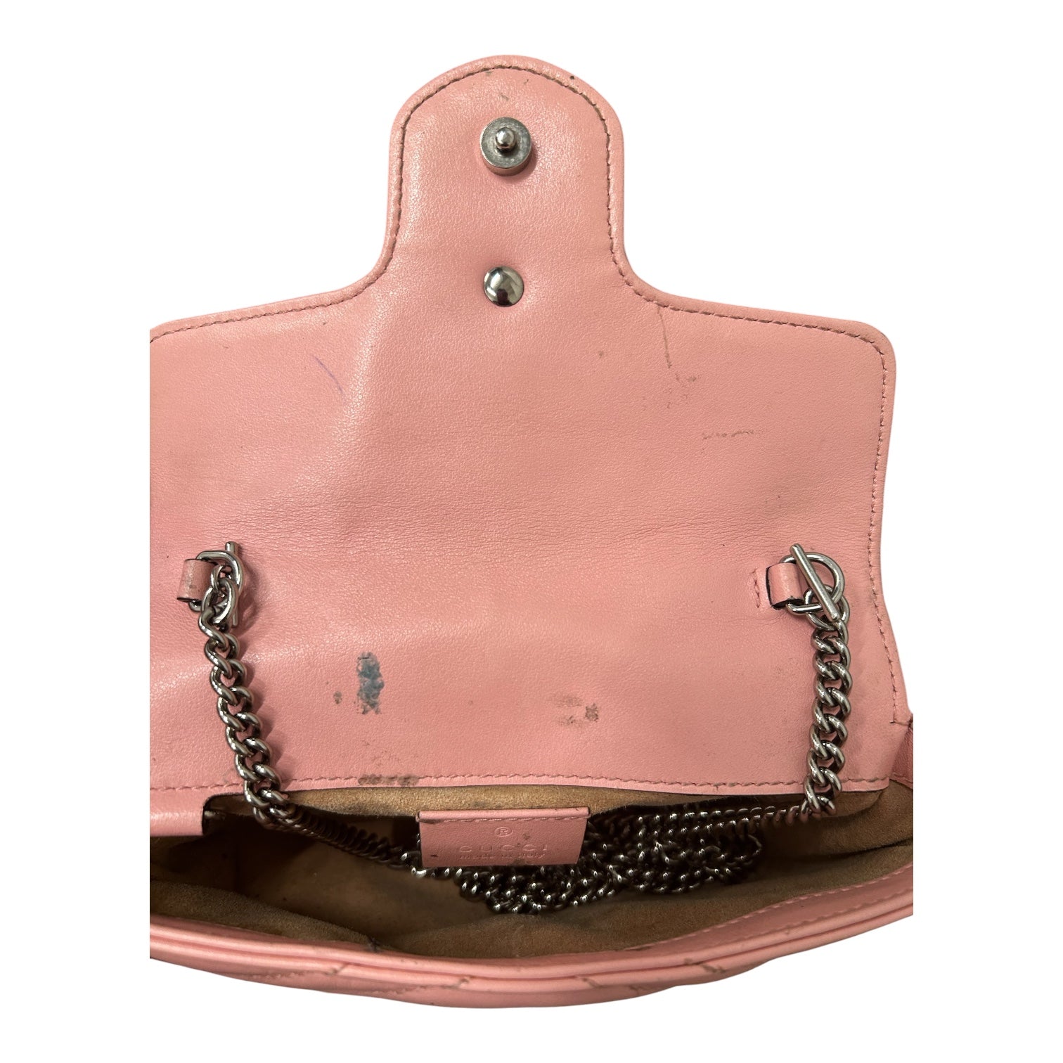 GUCCI/Cross Body Bag/Leather/PNK/Mini Quilted Double GG view 4