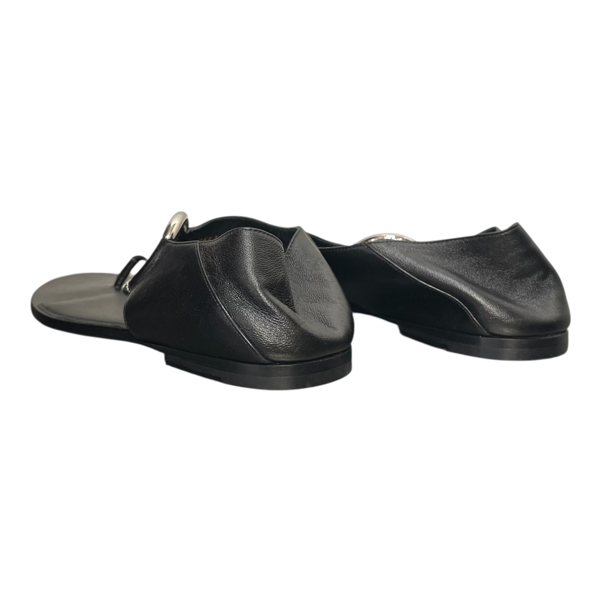 SAINT LAURENT/Sandals/EU 39.5/Leather/BLK/SILVER CIRCLE HARDWARE view 2