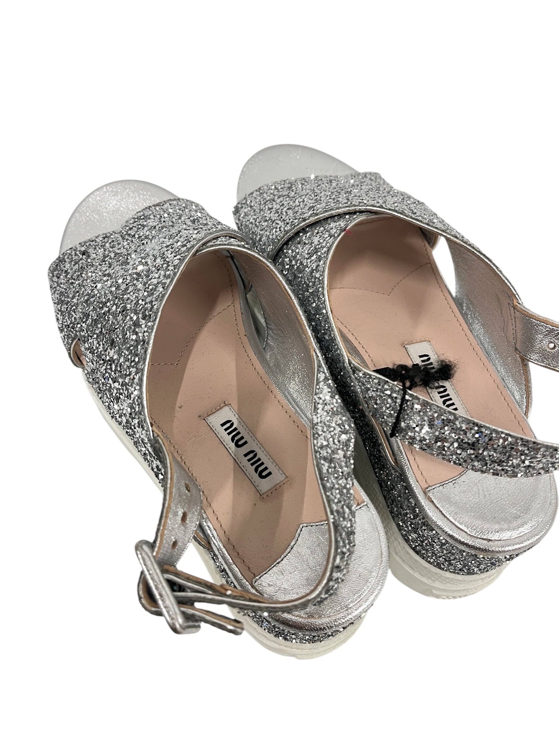 MIU MIU/Sandals/EU 36/SLV/SPARKLY GLITTER SANDALSa view 3