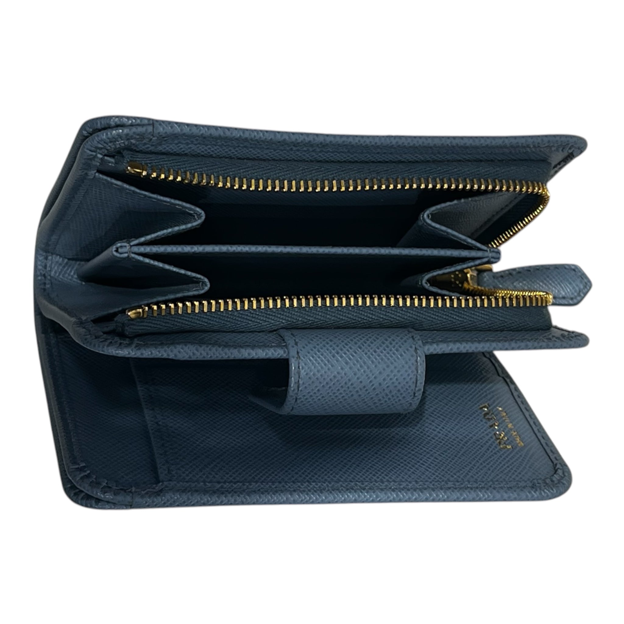 PRADA/Trifold Wallet/Leather/IDG/L's/Gold zip Wallet view 4