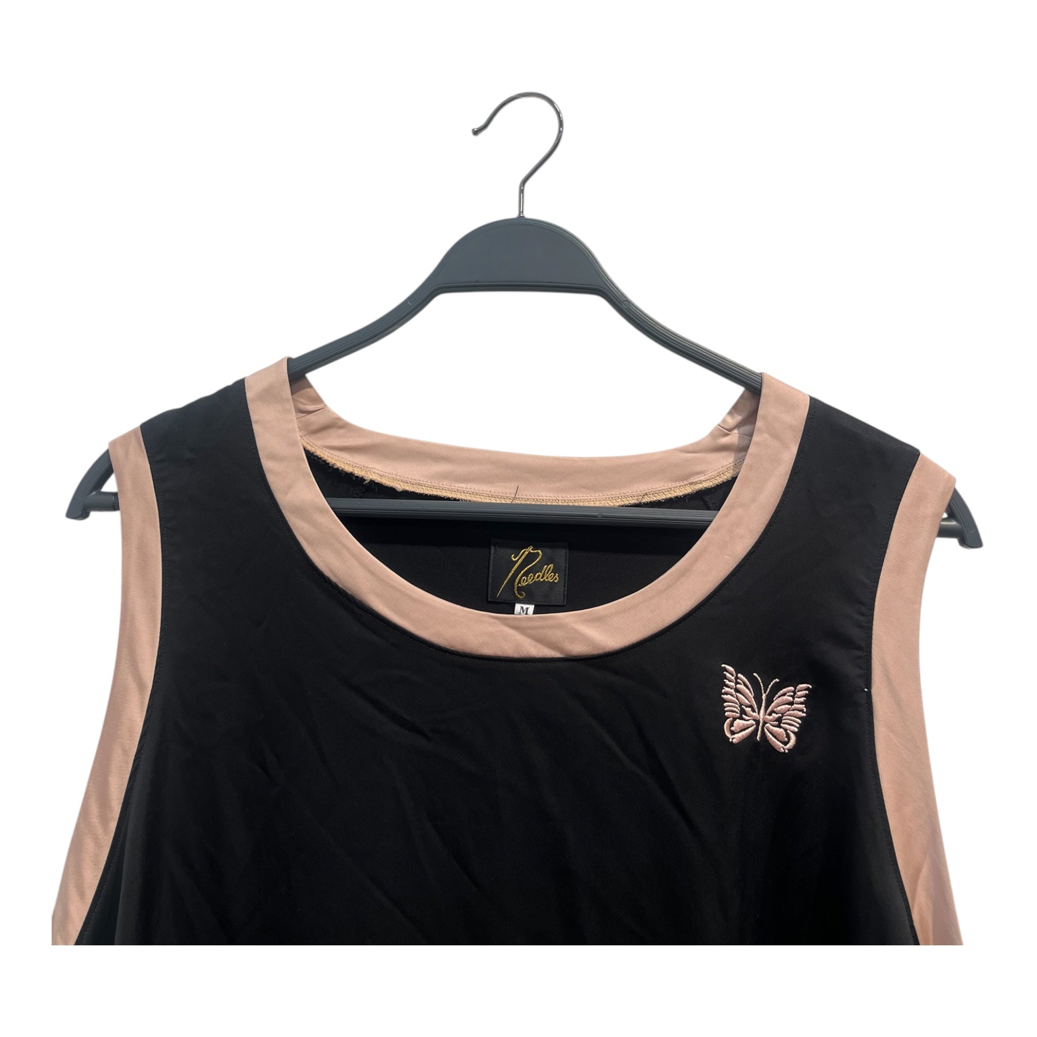 Needles/Tank Top/M/Silk/BLK/JERSEY PNK TRIM view 3