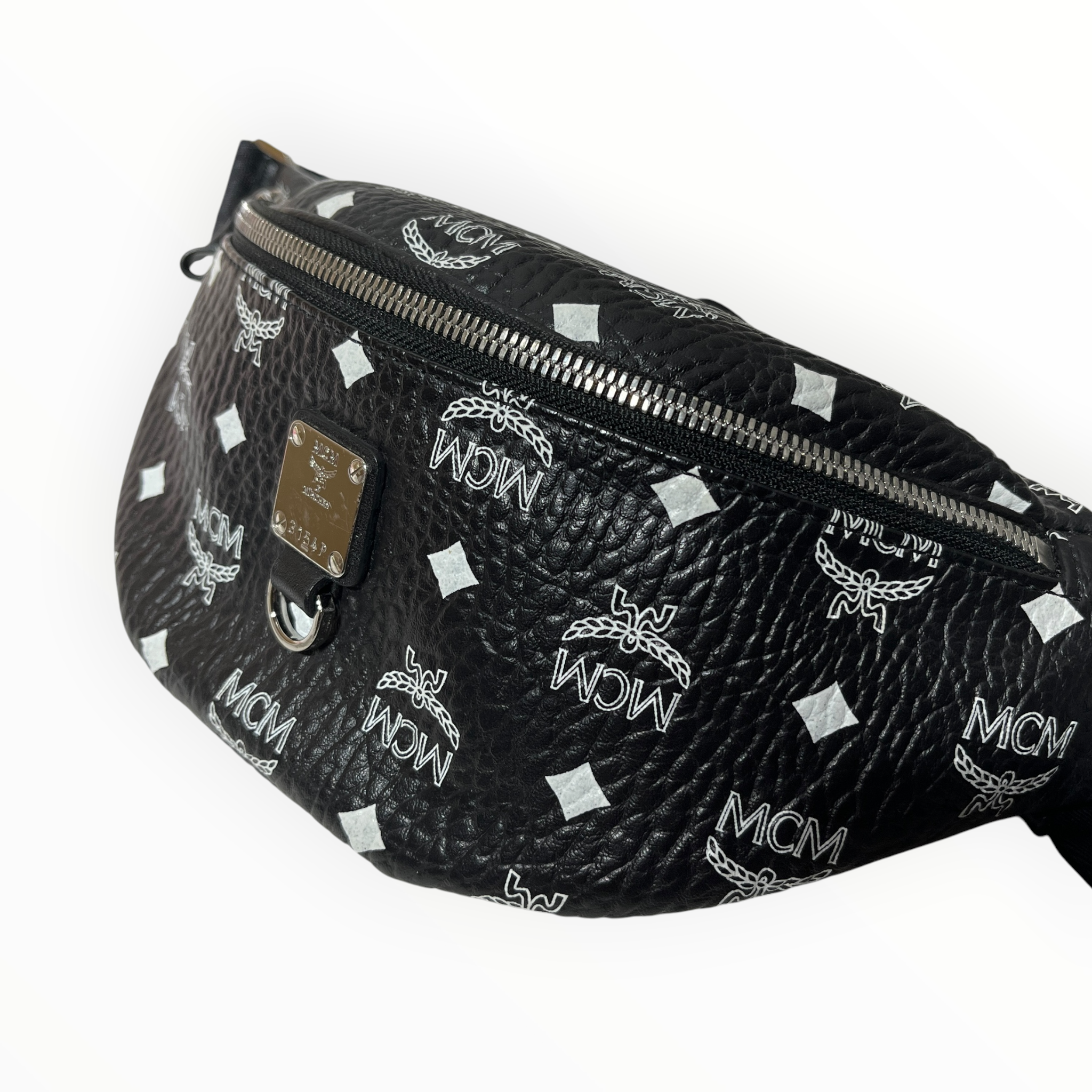 MCM/Fanny Pack/Monogram/Leather/BLK/WHITE LOGO ALL OVER view 5