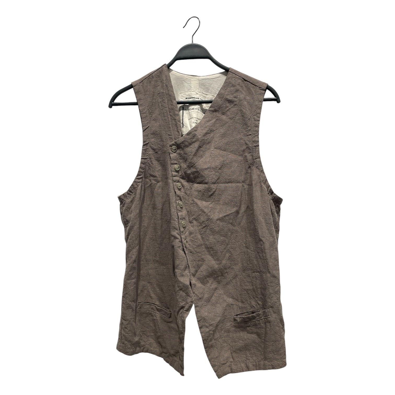 SYNGMAN CUCALA/Vest/L/Cotton/GRY/ASYMETRICAL VEST view 1