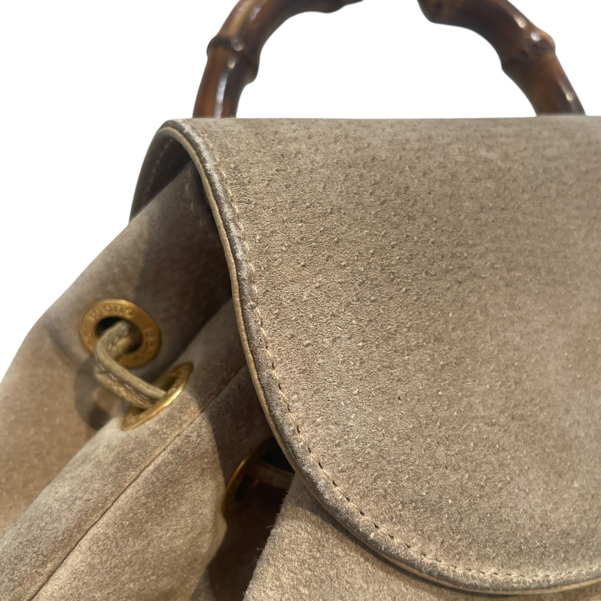 GUCCI/Backpack/Suede/BEG/Suede Bamboo Drawstring Toggle view 6