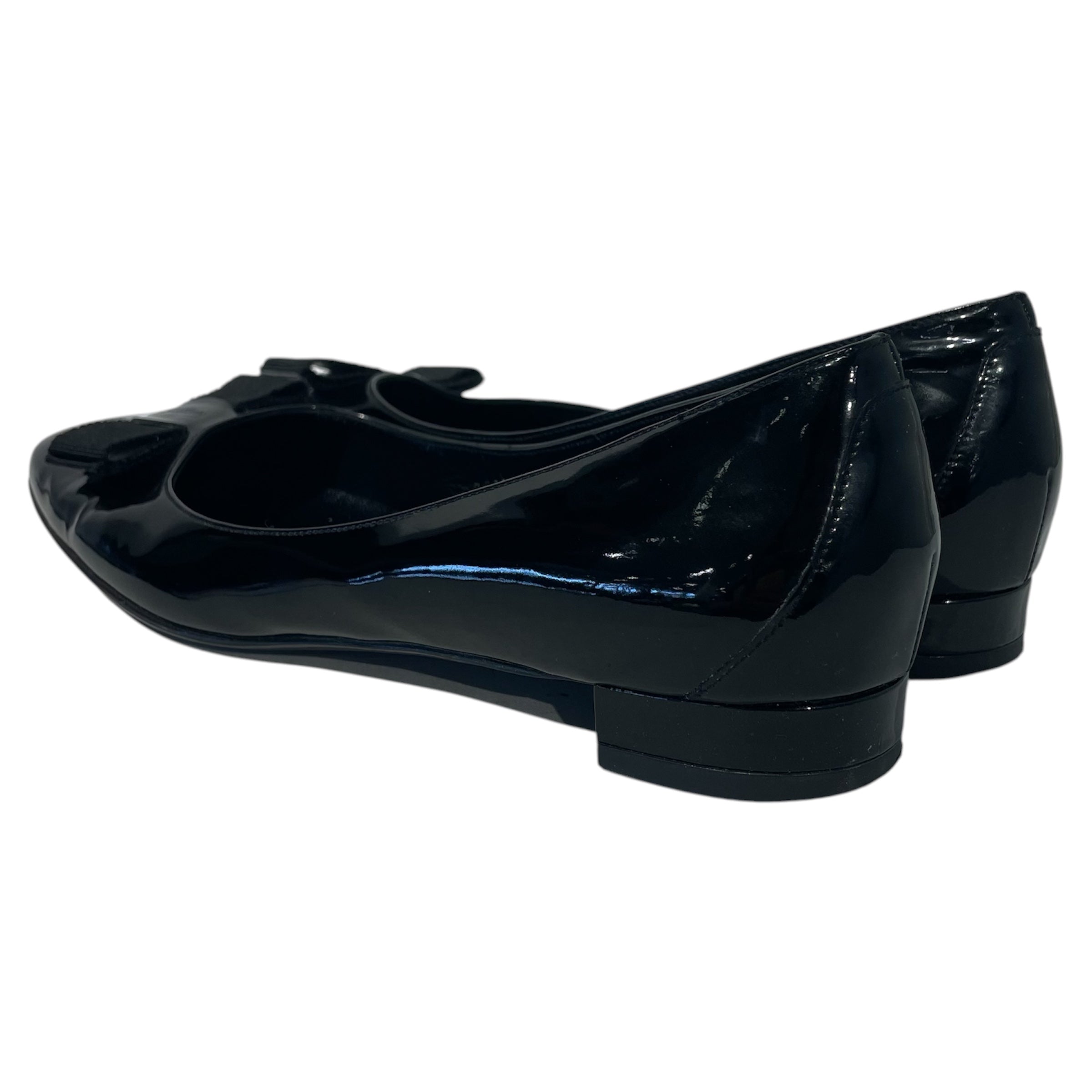 Salvatore Ferragamo/Flat Shoes/US 9.5/Leather/BLK/black on black dp62735 view 2
