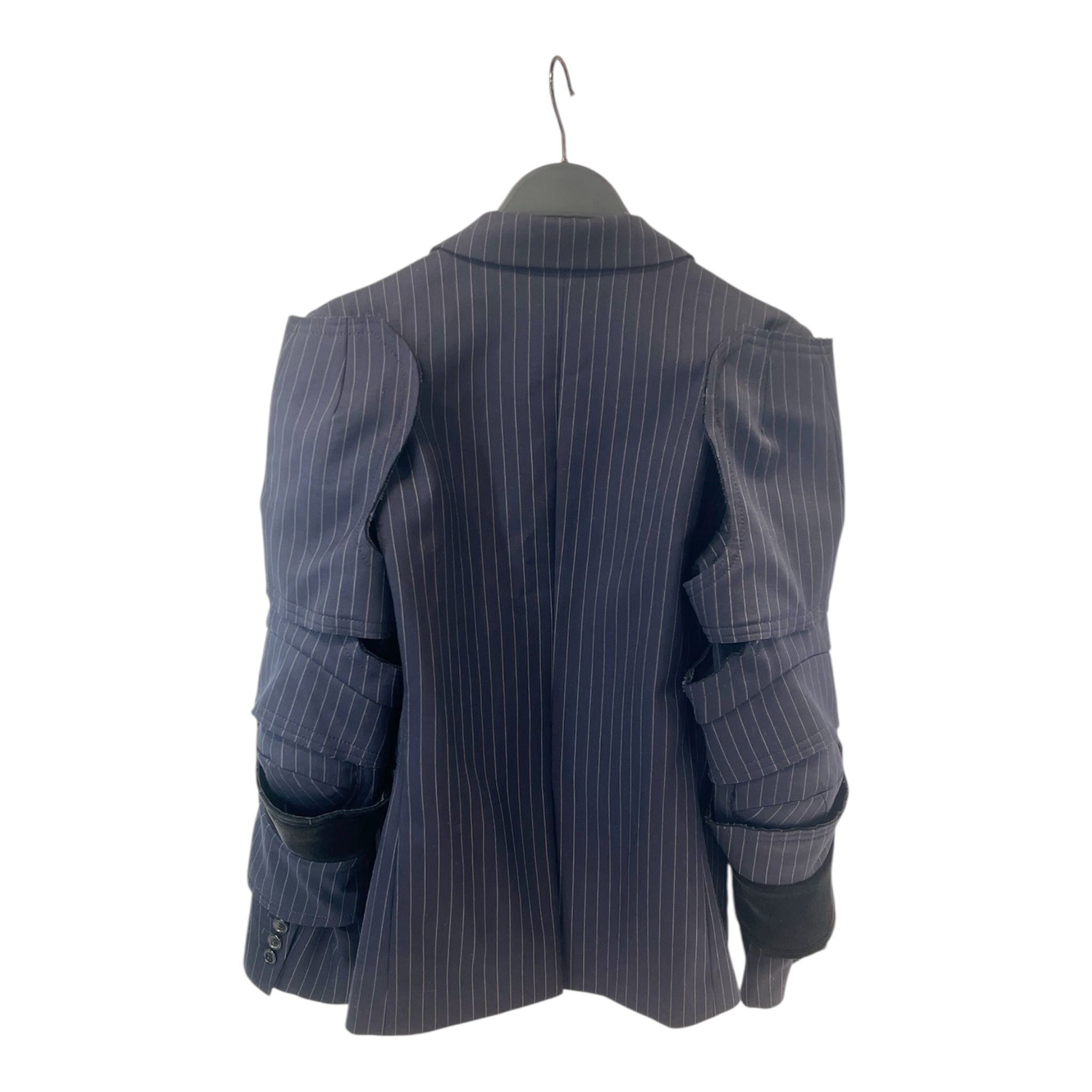 COMME des GARCONS/Tailored Jkt/XS/Stripe/Wool/NVY/Single Breasted/DECONSTRUCTED BLAZER view 2