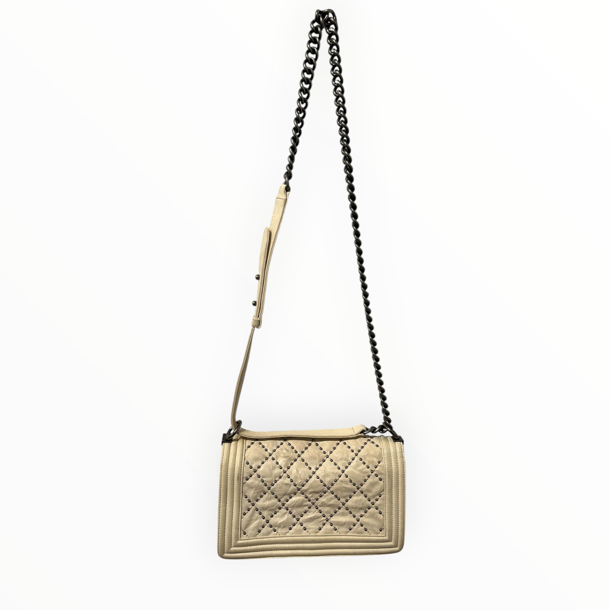 CHANEL/Bag/Leather/WHT/MEDIUM STUDDED BAG view 2