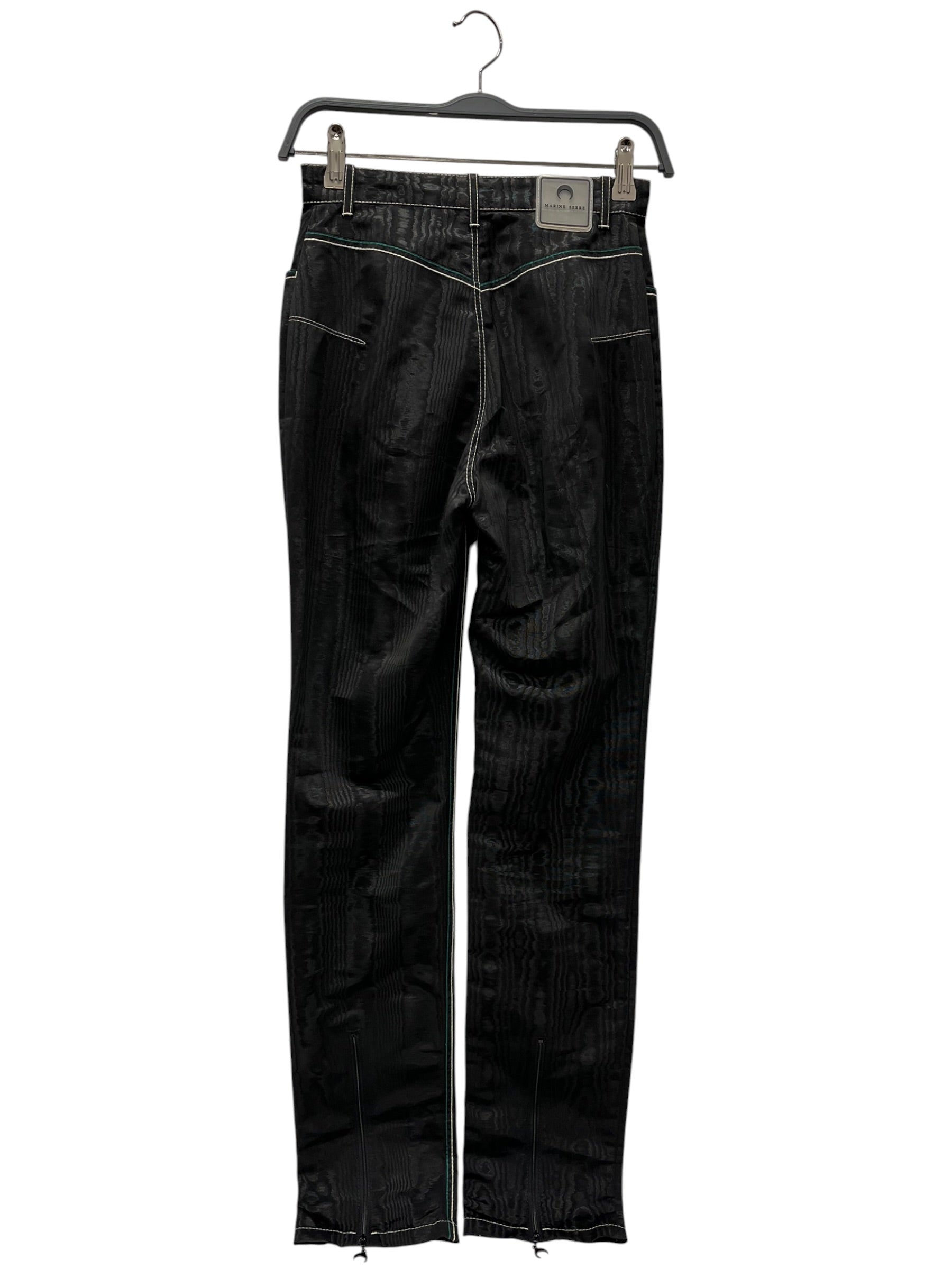 MARINE SERRE/Skinny Pants/XS/Polyester/BLK/wood type design view 2