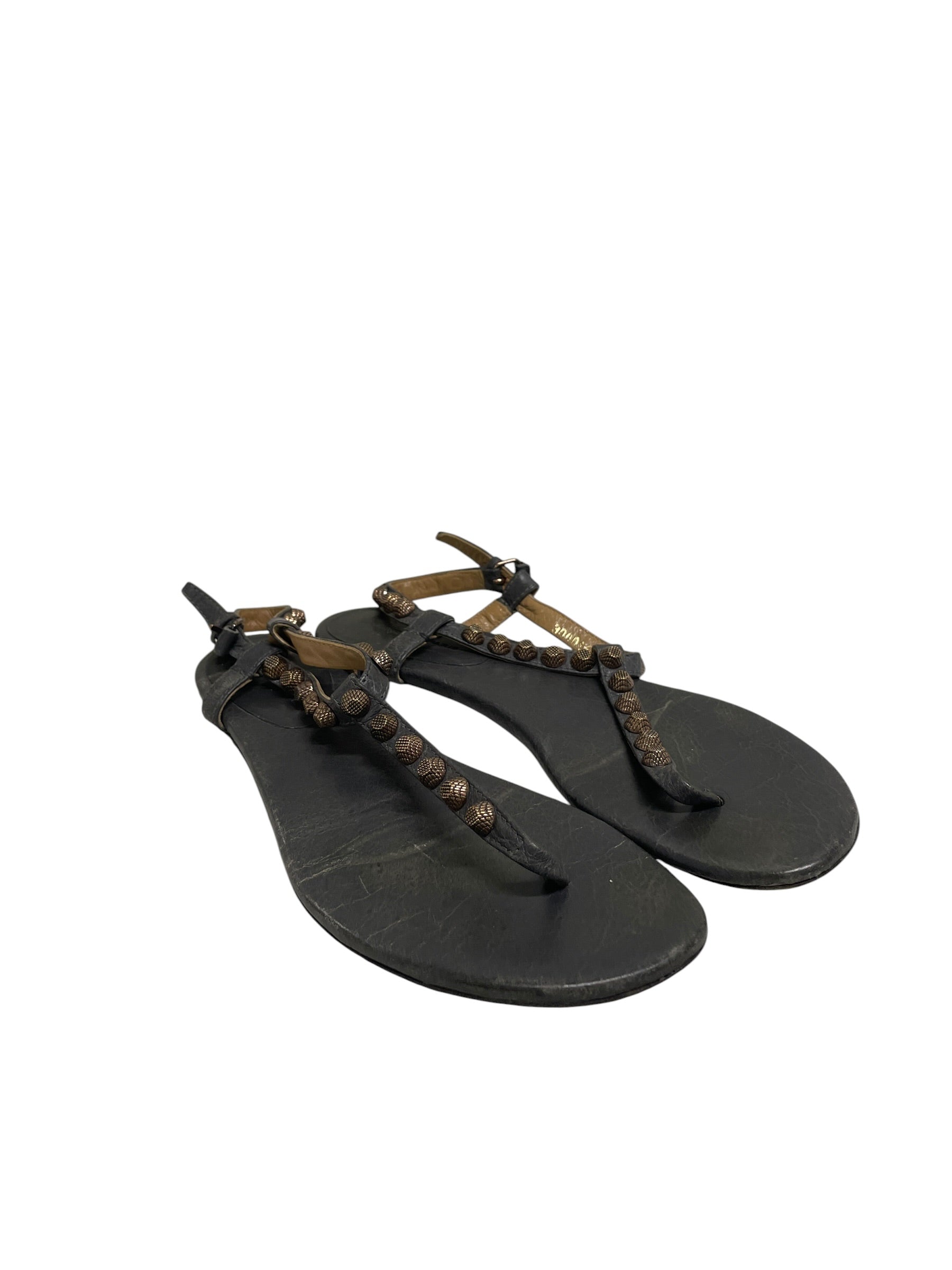 BALENCIAGA/Sandals/US 6/Leather/GRY/STUDDED SANDAL (ROSE GLD) view 1