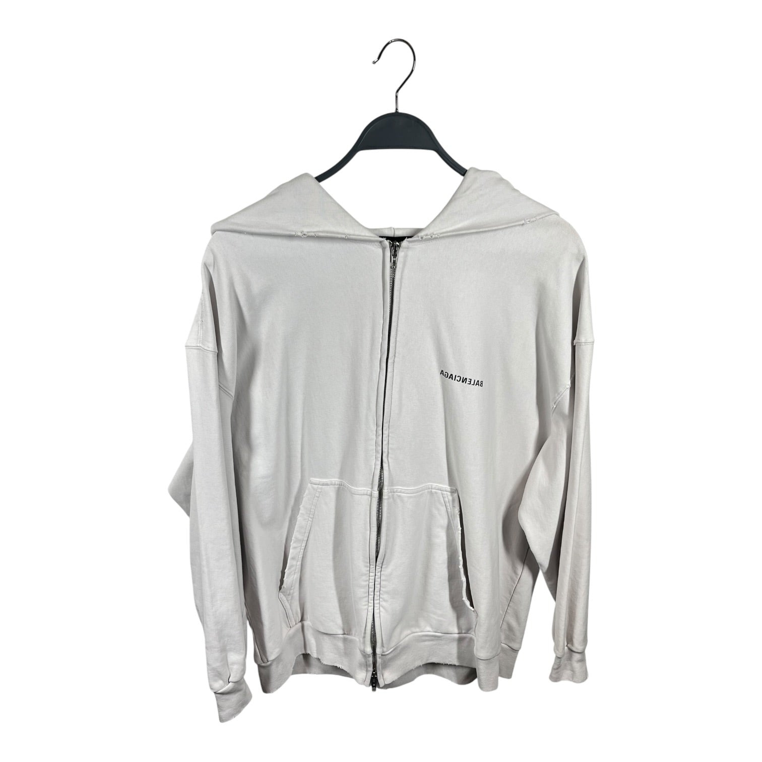 BALENCIAGA/Zip Up Hoodie/M/Cotton/WHT/MIRROR ZIP - UP view 1