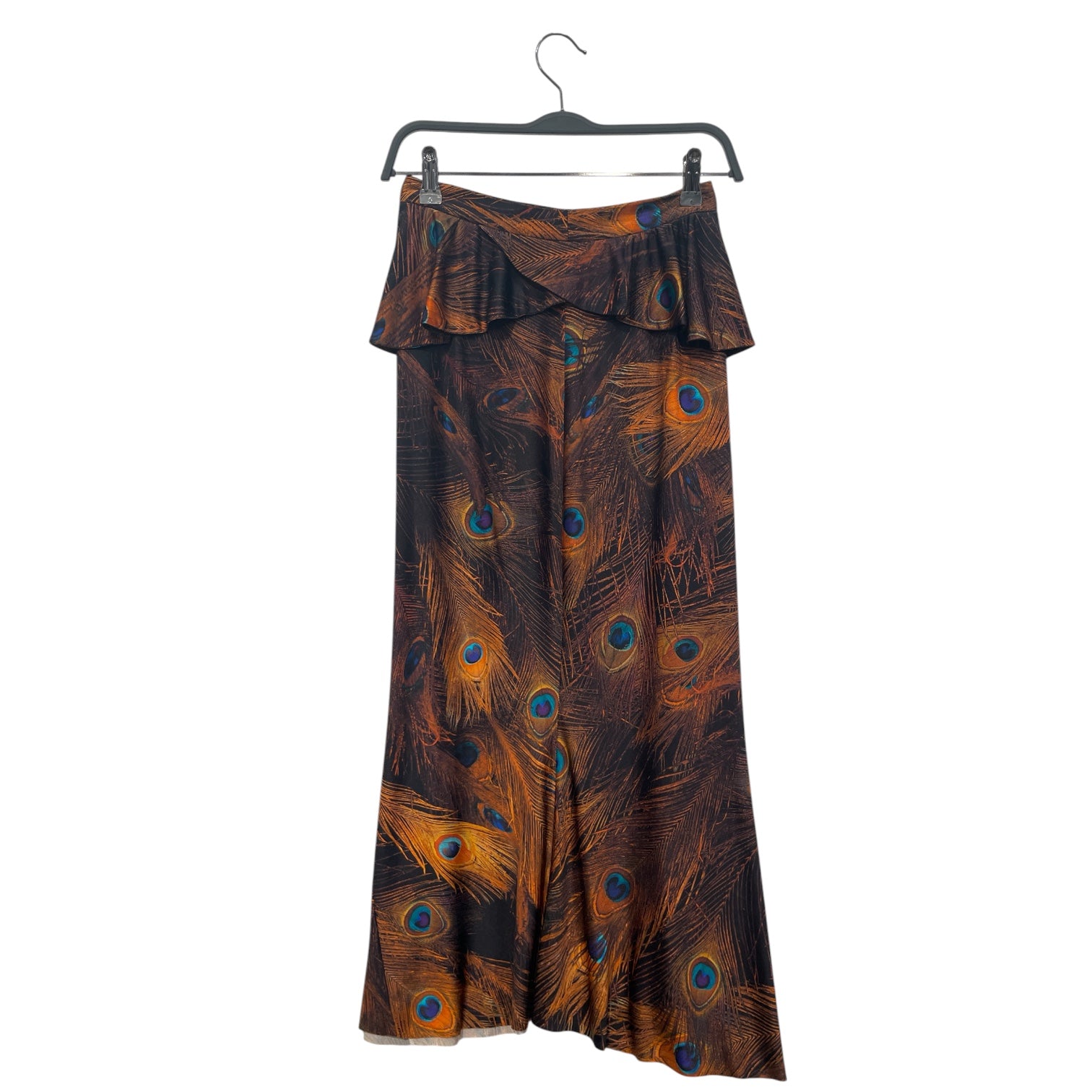 GIVENCHY/Long Skirt/40/Animal Pattern/Silk/MLT/peacock feather pattern view 2