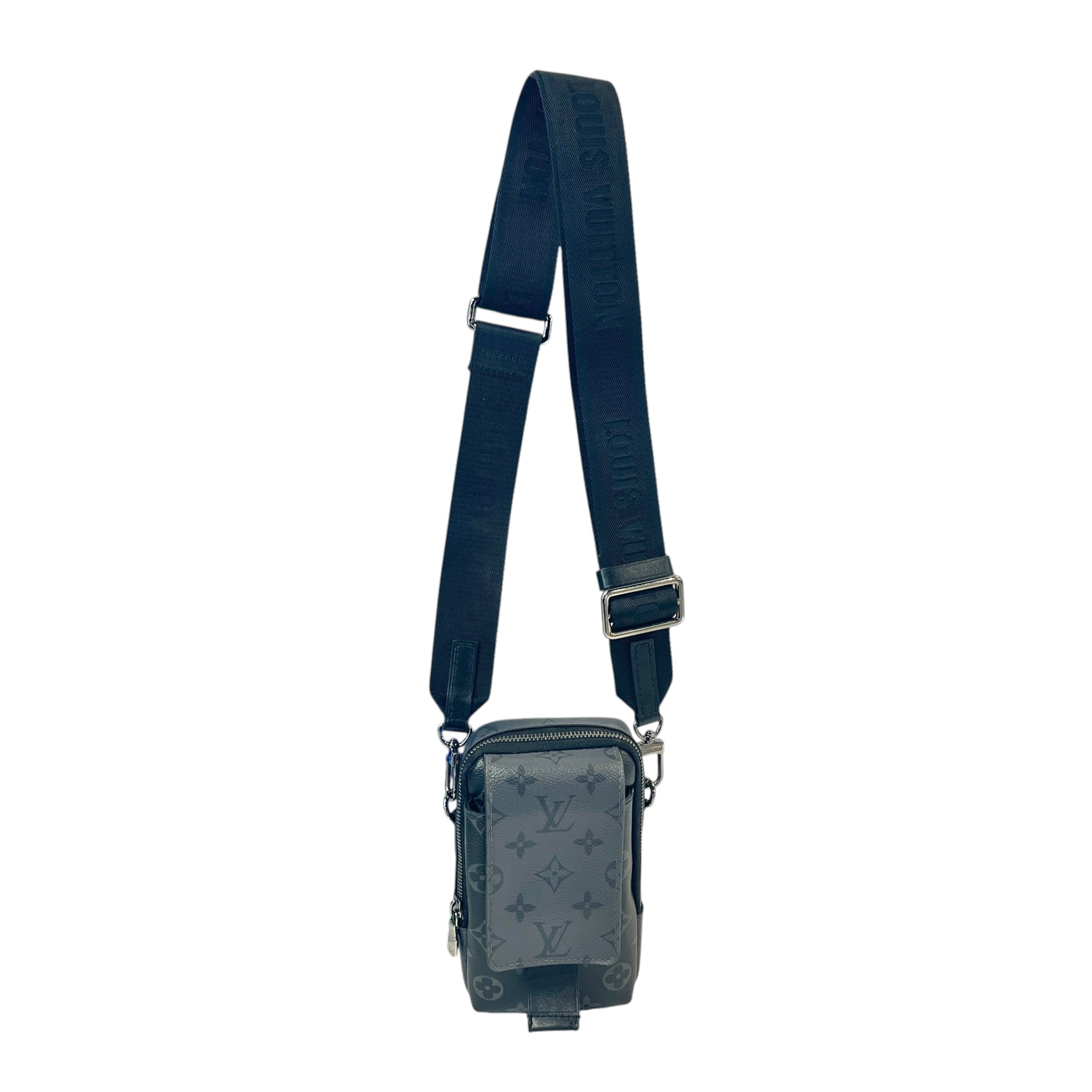 LOUIS VUITTON/Pouch/Monogram/Leather/BLK/DOUBLE PHONE POUCH view 1