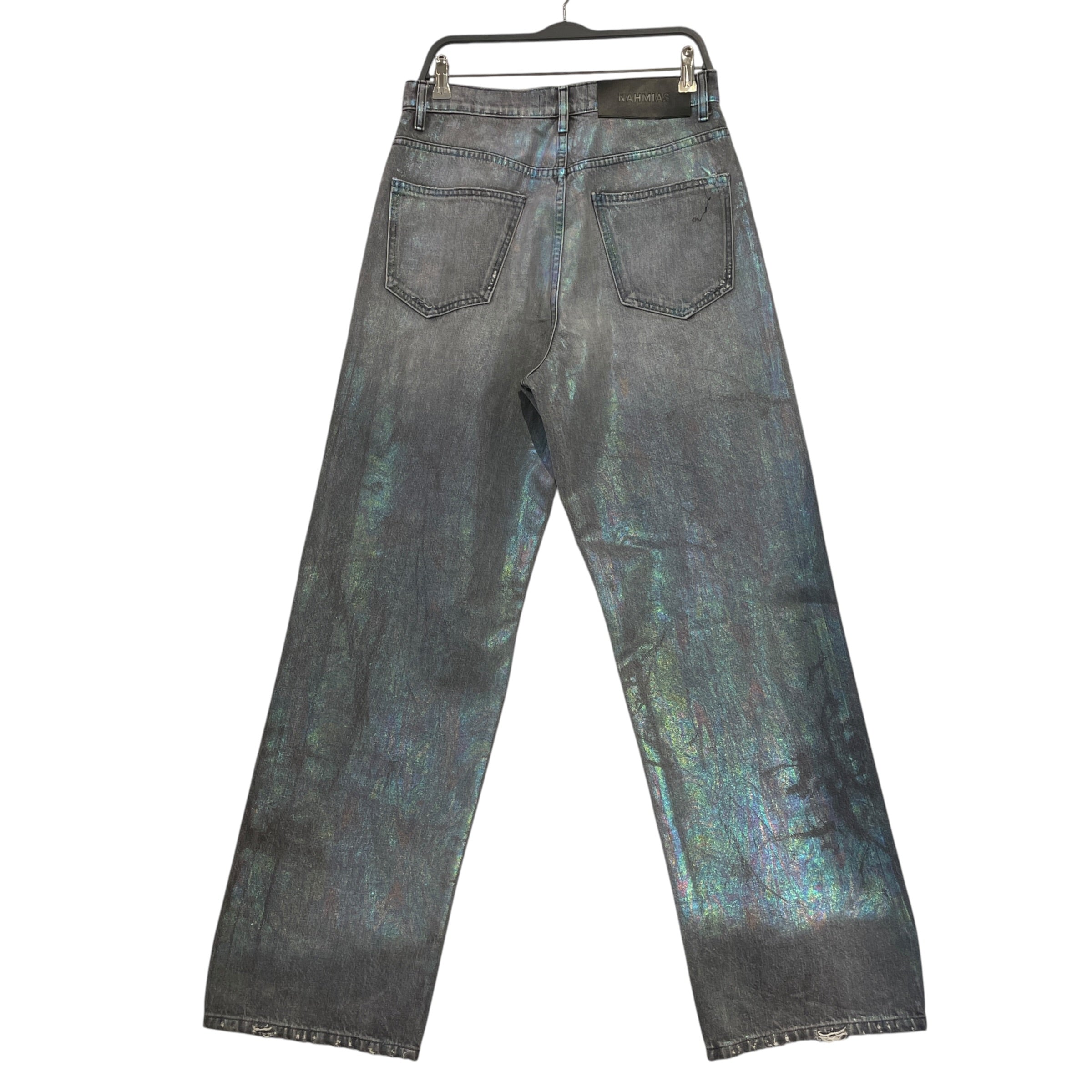 NAHMIAS/Straight Pants/30/Denim/MLT/oil spill distressed denim 30 view 2