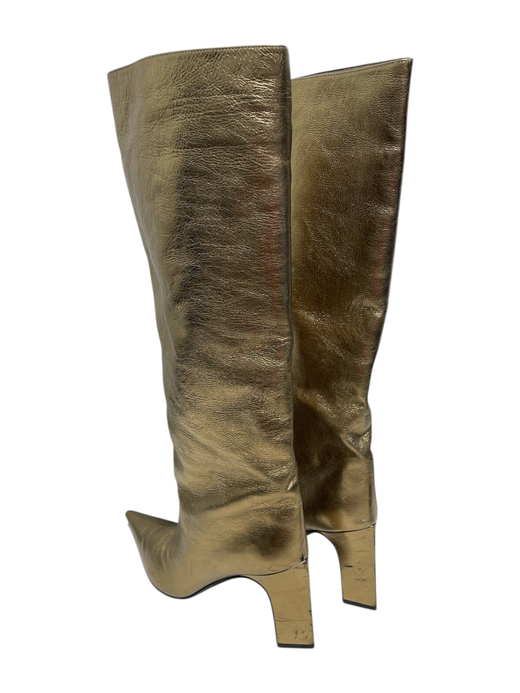 BALENCIAGA/Booties/EU 37/GLD/Metallic Gold Boots view 2
