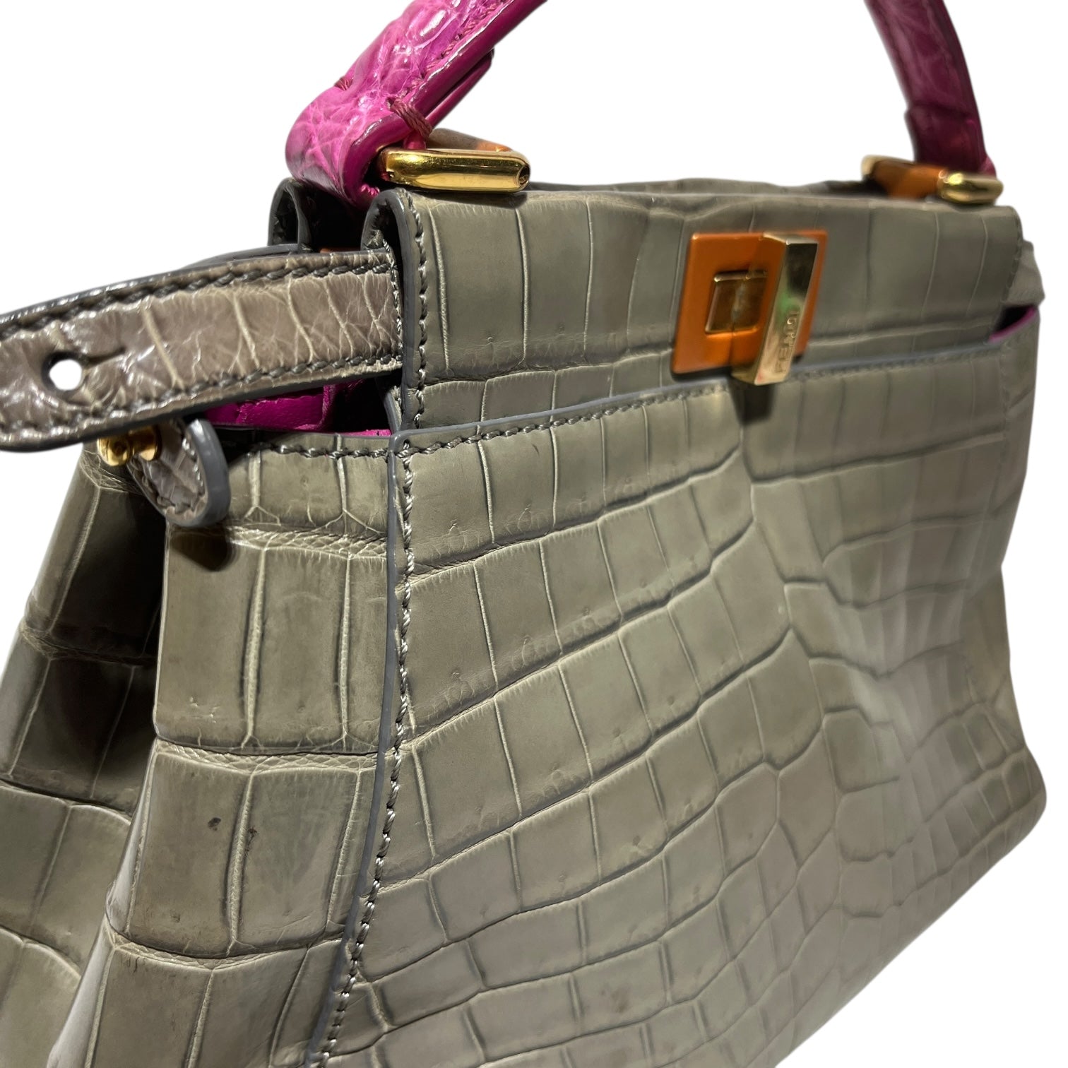 FENDI/Cross Body Bag/Animal Pattern/Leather/GRY/PEEKABOO CROCODILE view 4