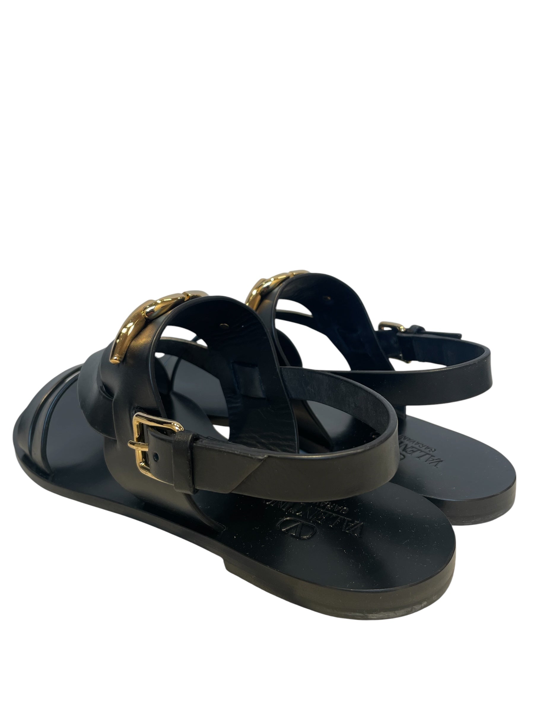 VALENTINO GARAVANI/Sandals/EU 39.5/Leather/BLK/VLOGO SIGNATURE SANDALS view 2