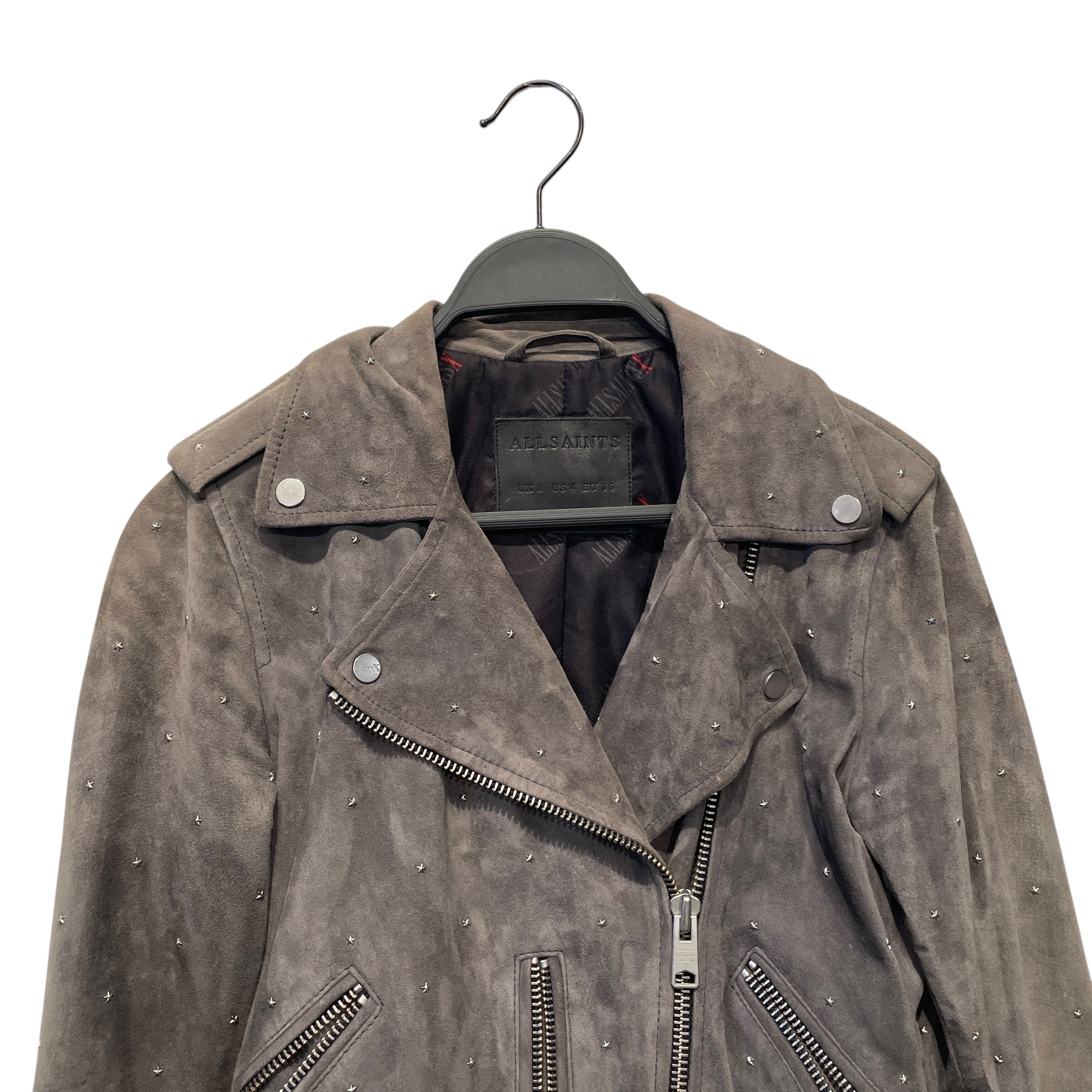 ALLSAINTS/Leather Jkt/4/Suede/GRY/STAR STUDDED GOAT SUEDE JKT view 2