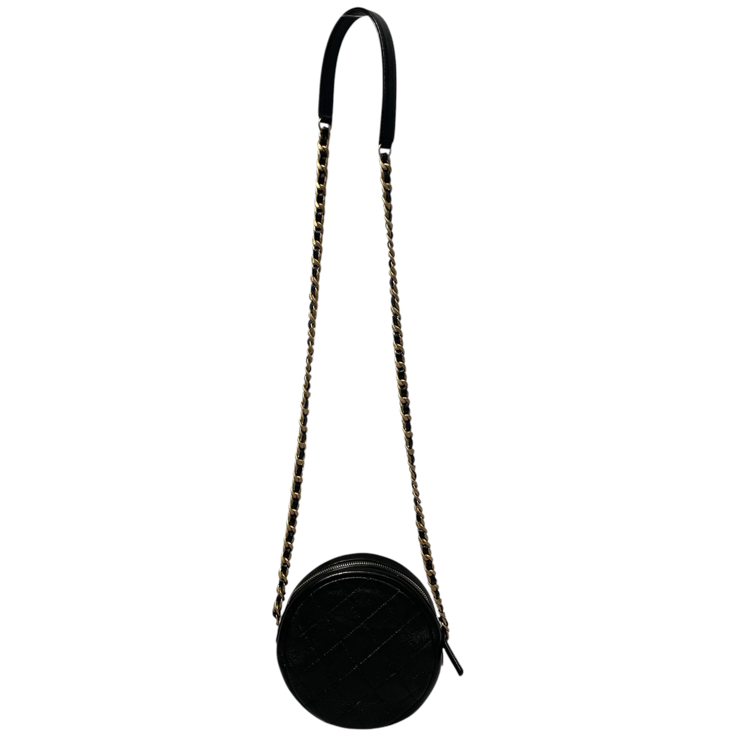 CHANEL/Cross Body Bag/Leather/BLK/quilted leather circle bag view 2