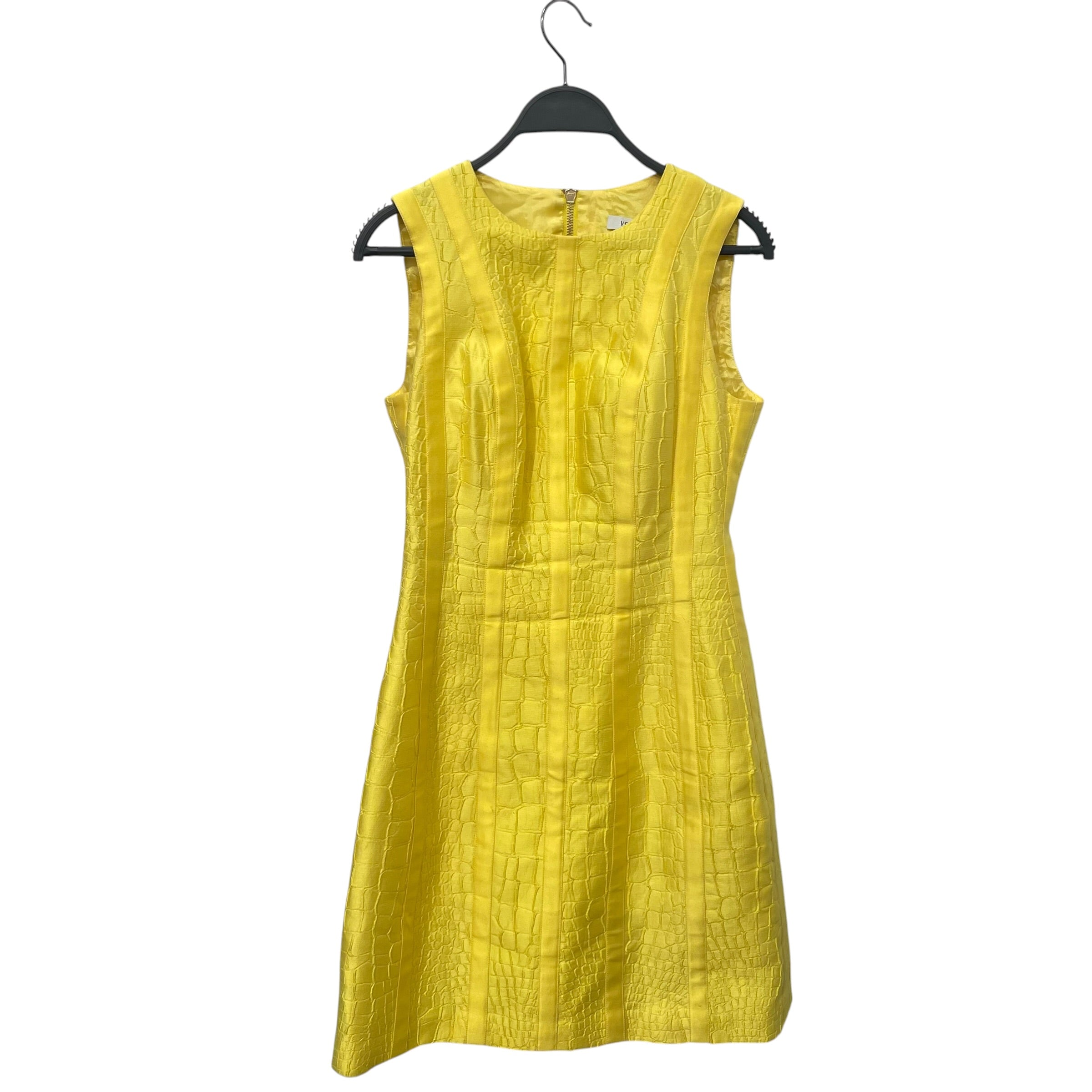 VERSACE/SS Dress/42/Animal Pattern/Cotton/YEL/Midi Length/2009 Croc Jacquard Sheath view 2