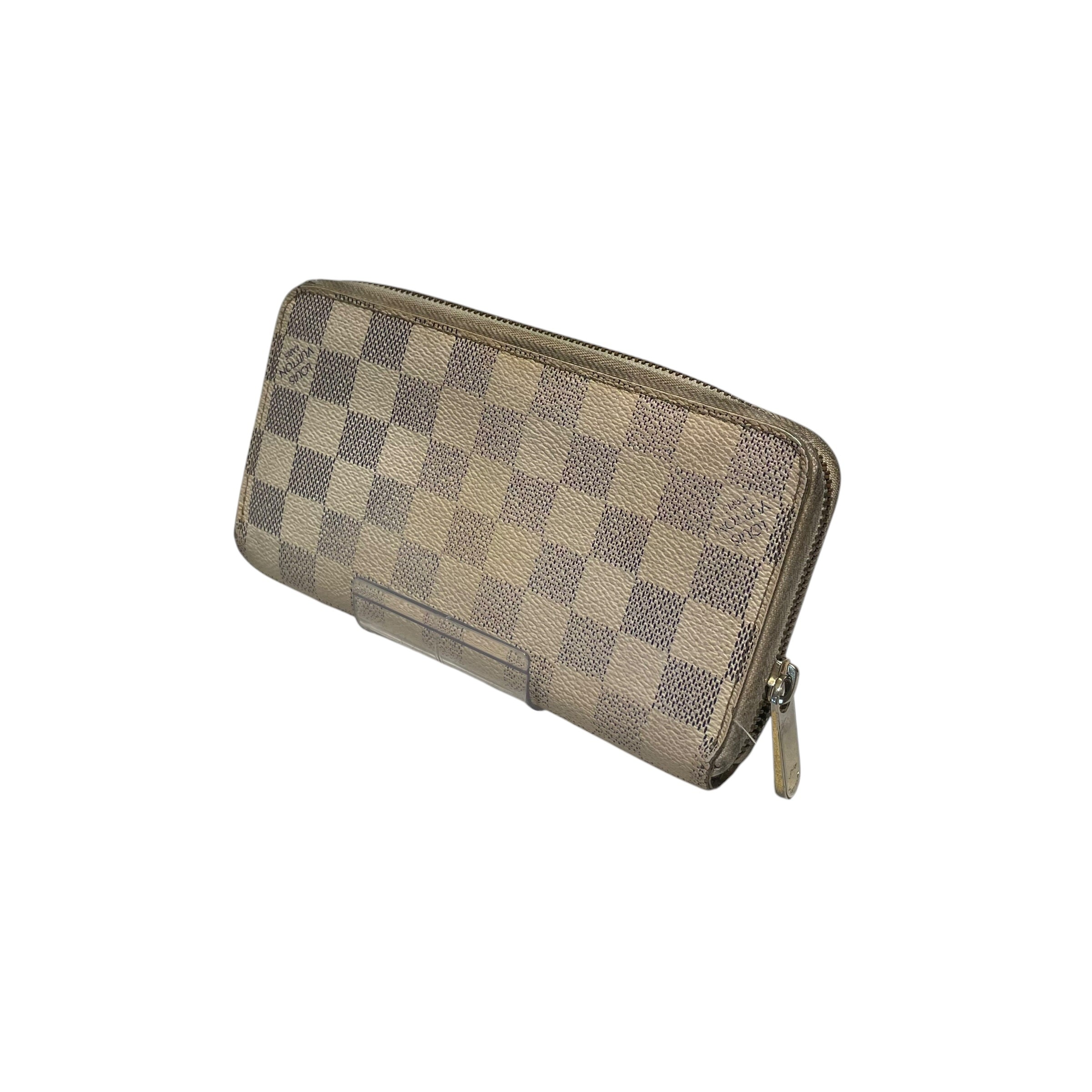 LOUIS VUITTON/Long Wallet/Leather/WHT/L's/Damier Azur Zippy view 3