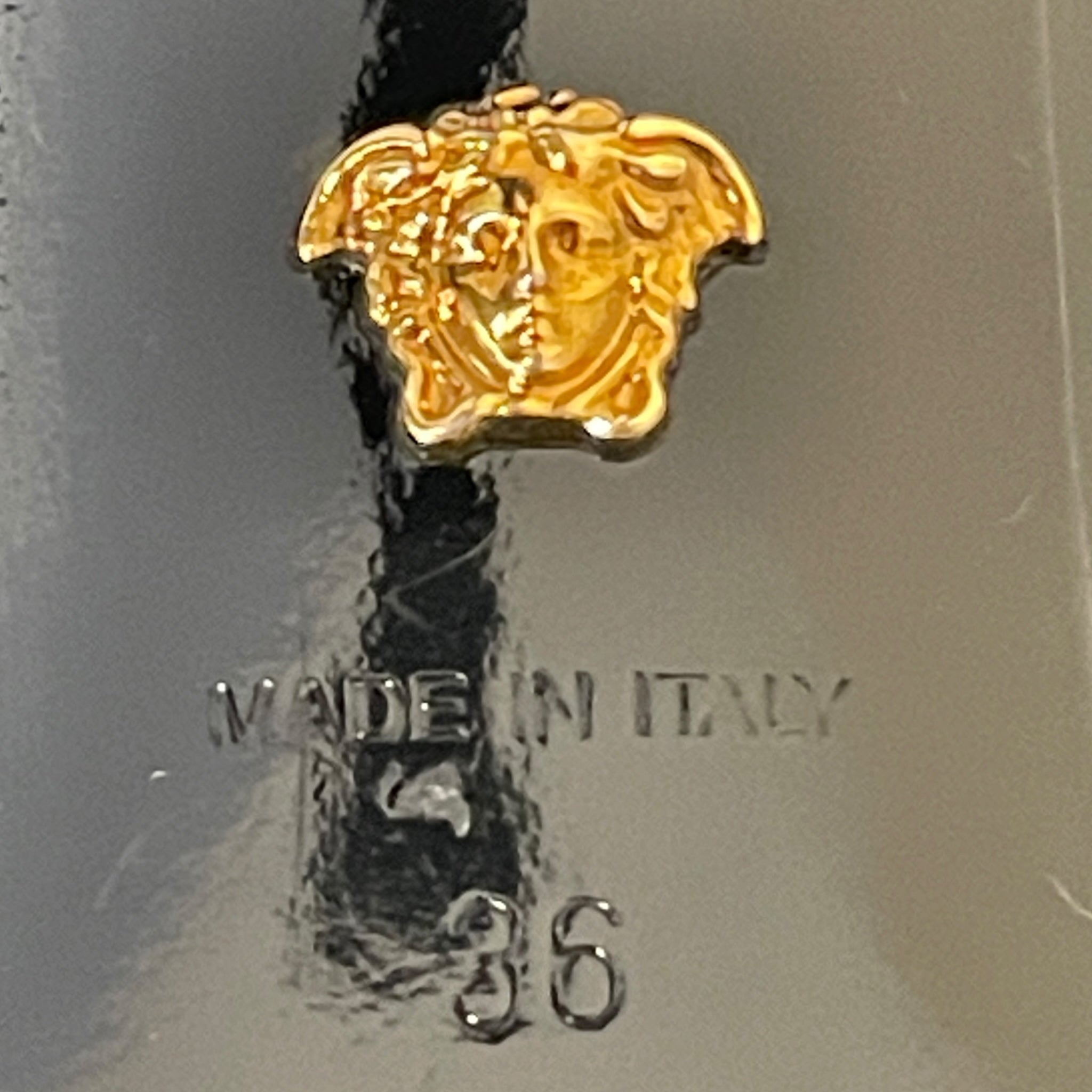 VERSACE/Heels/US 5.5/Leather/BLK/gold logo view 4