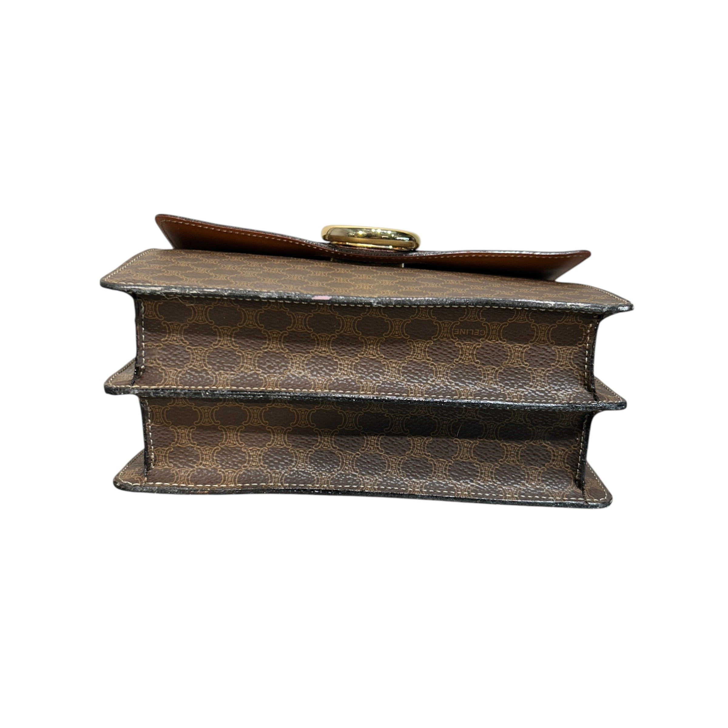 CELINE/Hand Bag/Monogram/Leather/BRW/MACADAM DOUBLE FLAP view 3