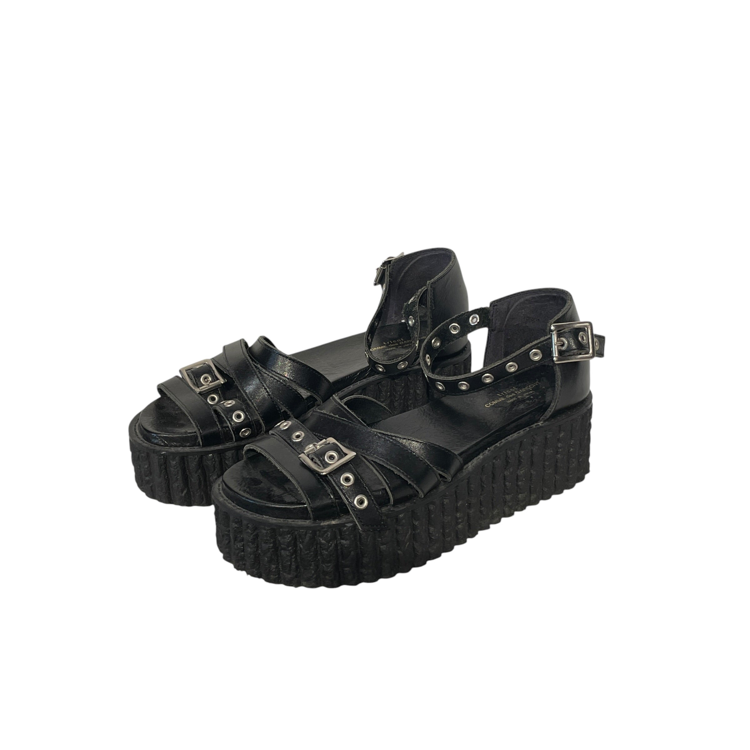 tricot COMME des GARCONS/Sandals/US 8/Leather/BLK/STRAP PLATFORM SANDAL view 1