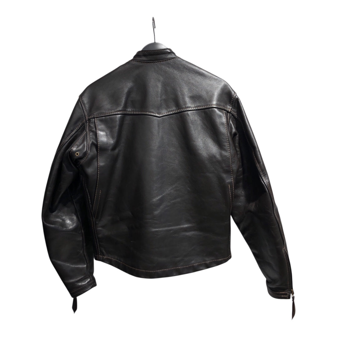 LANGLITZ LEATHERS/Leather Jkt/Leather/BRW/BROWN LEATHER OFF CENTERT ZIP view 2