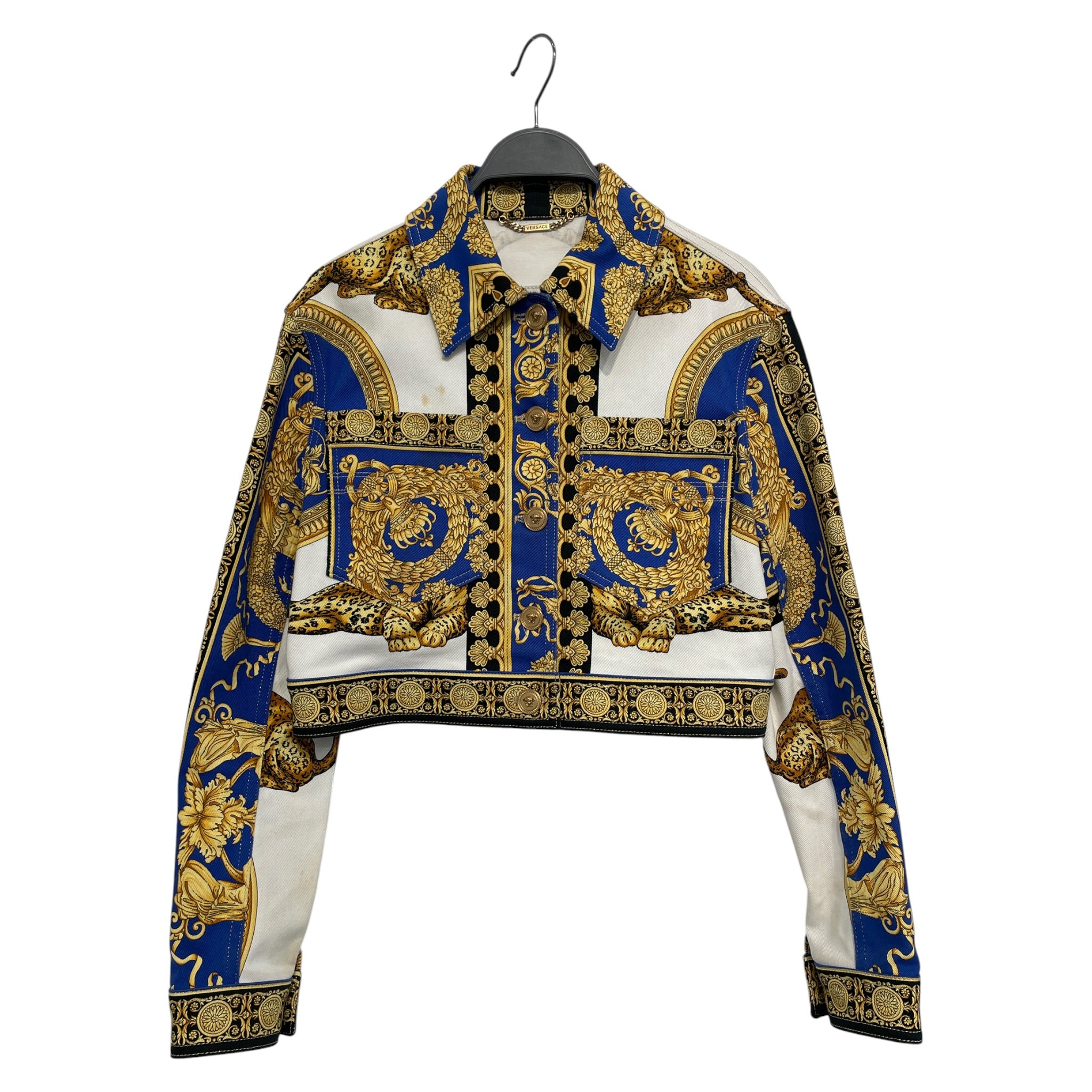VERSACE/Denim Jkt/42/All Over Print/Denim/MLT/Baroque printed cropped view 1
