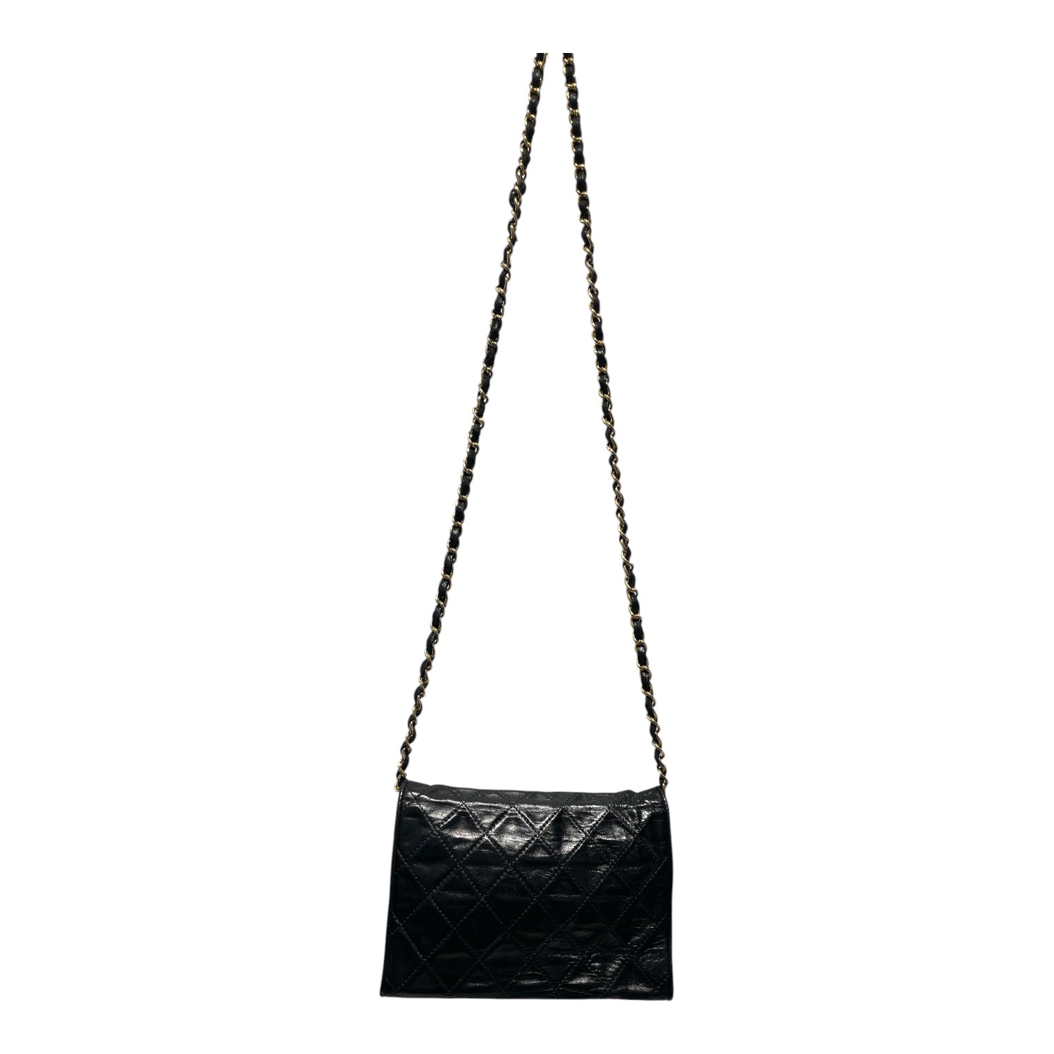 CHANEL/Cross Body Bag/Leather/BLK/Vintage Gold view 2