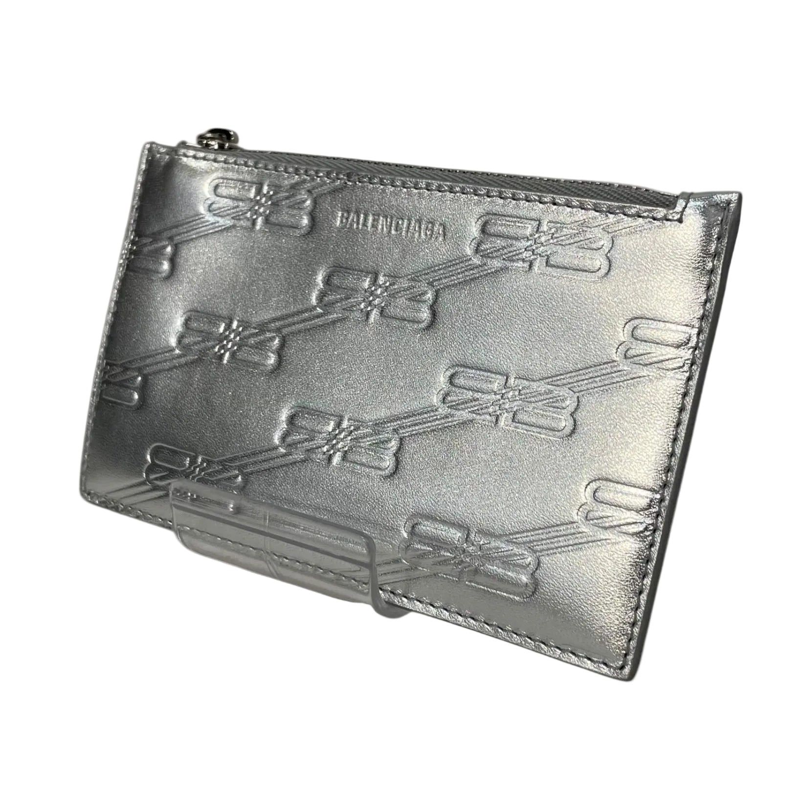 BALENCIAGA/Long Wallet/Leather/SLV/M's/embossed long card holder view 1