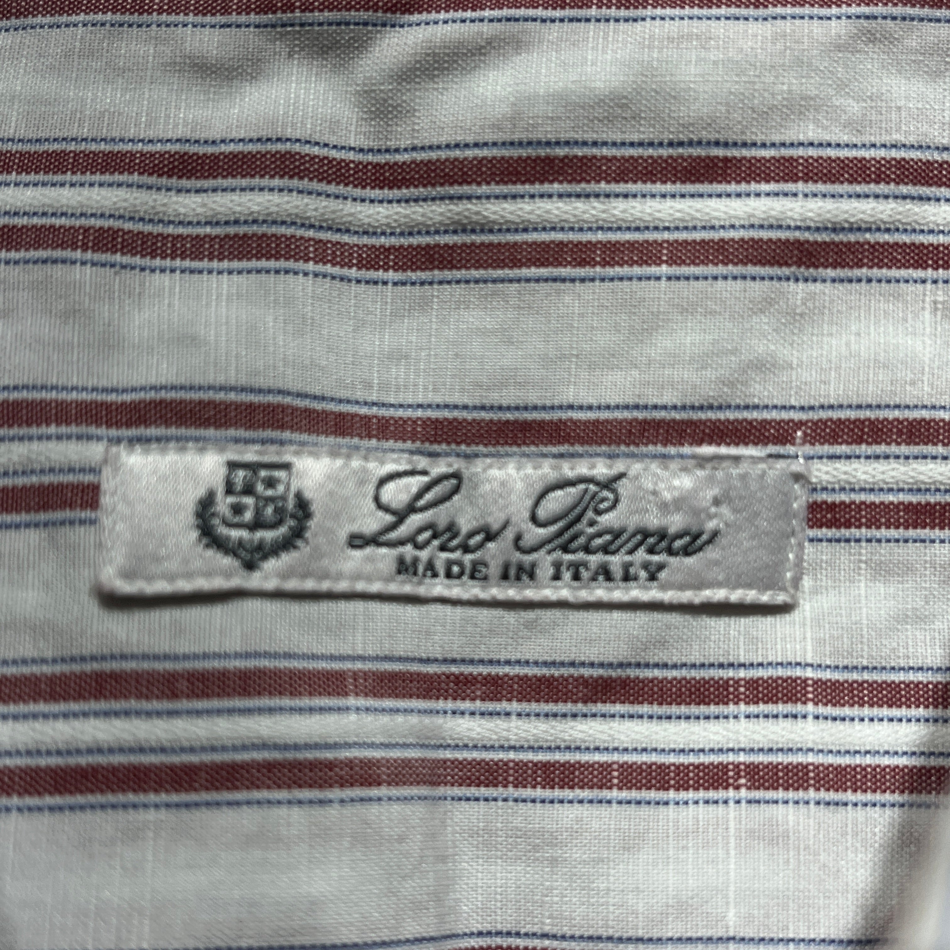 Loro Piana/LS Shirt/17/Cotton/WHT/Stripe/RED STRIPES view 3