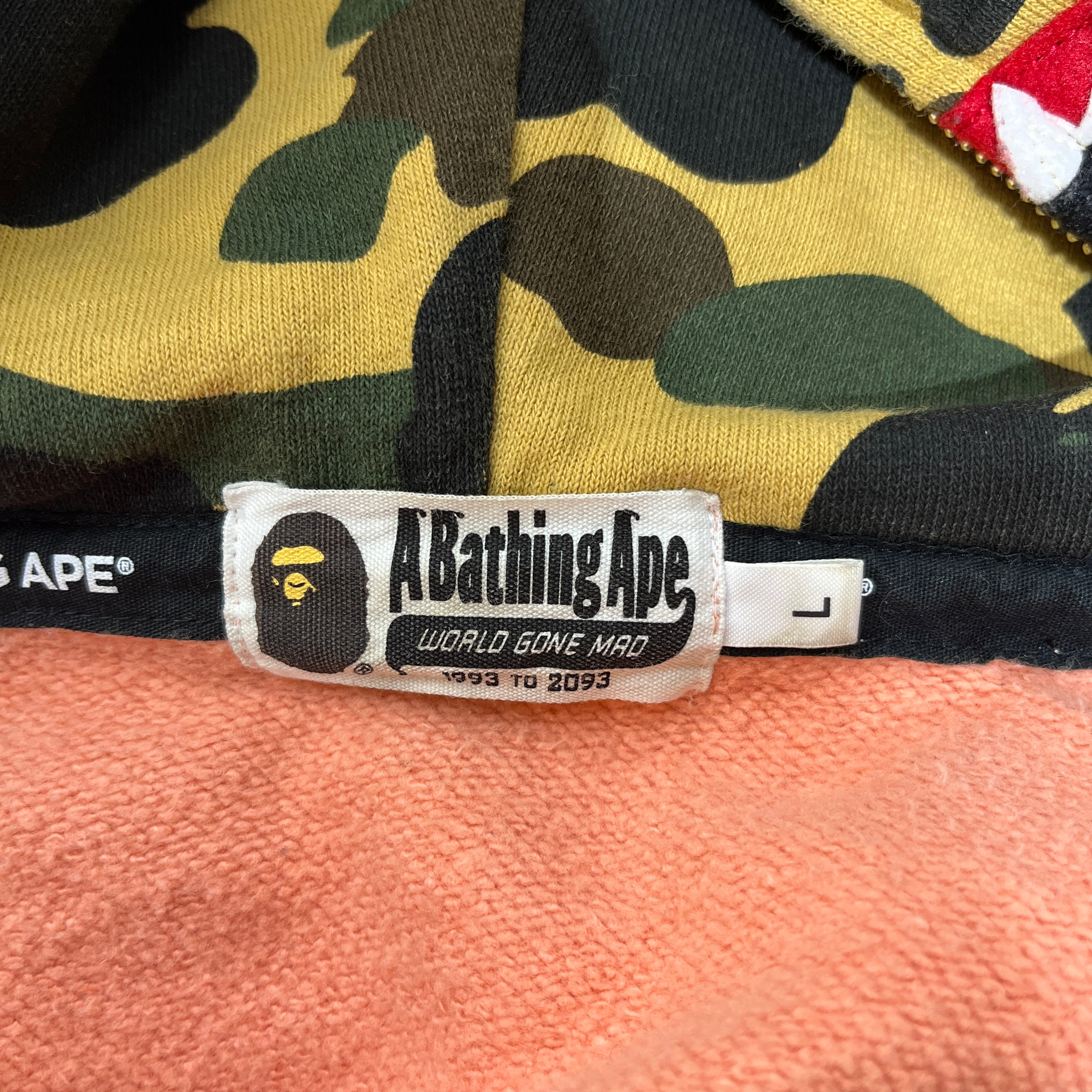A BATHING APE/Sweater/L/Cotton/PNK/Double Layered Hoodie view 3