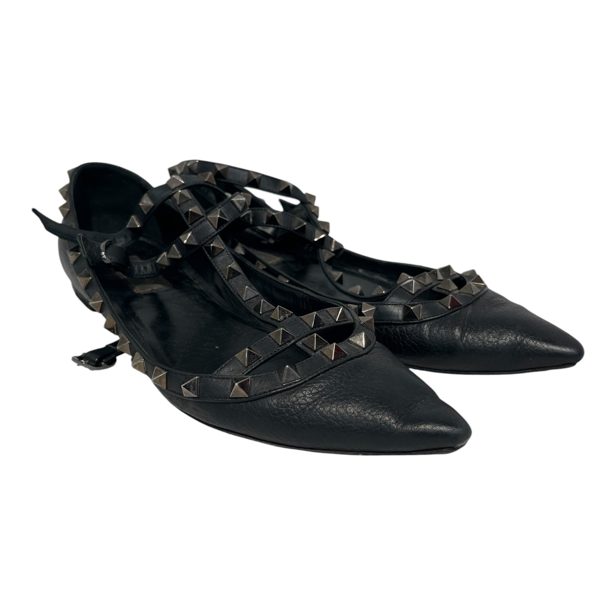 VALENTINO/Espadrilles/EU 39/Leather/BLK/Studded Noir Cage Flats view 1