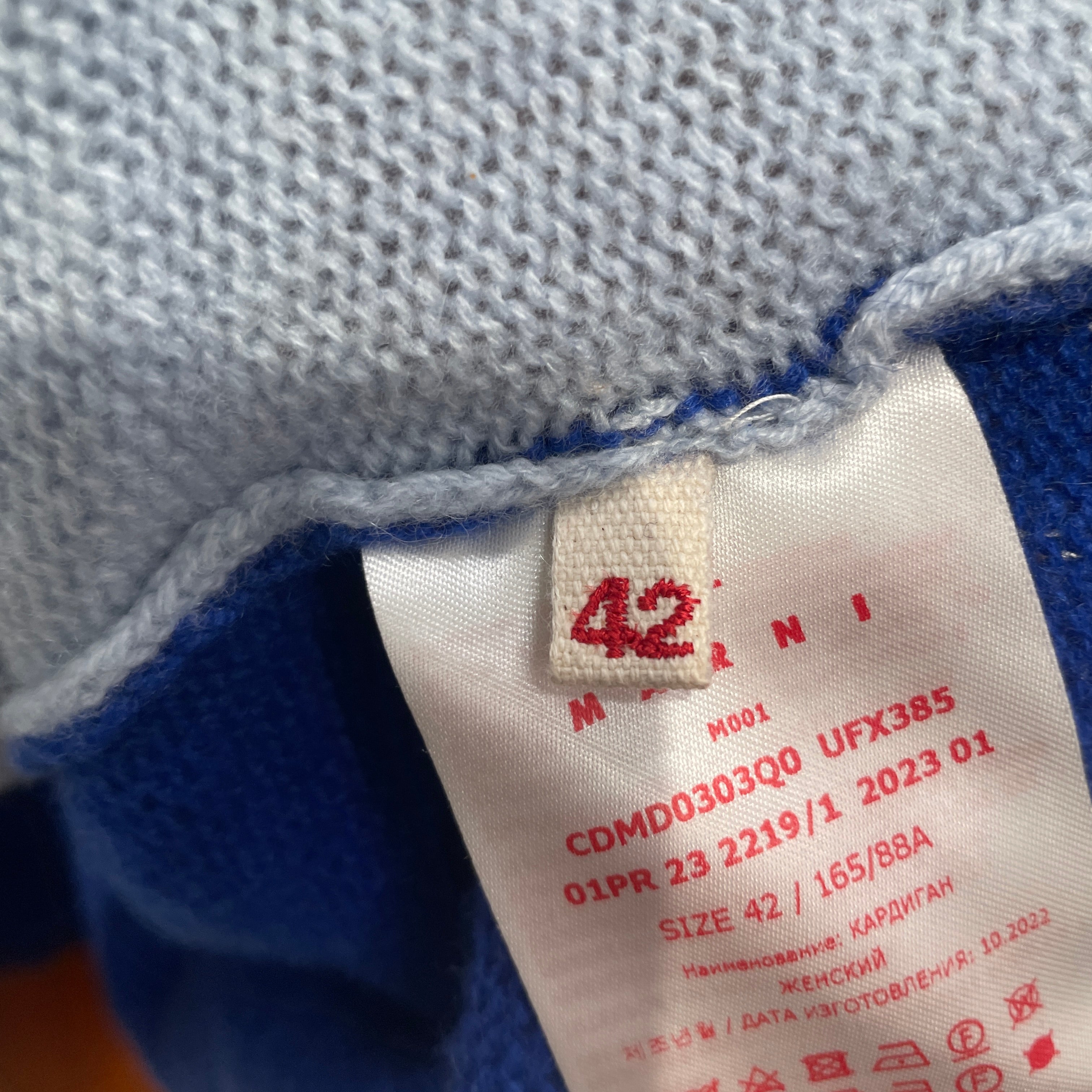 MARNI/Cardigan/42/Cashmere/BLU/ORANGE POCKETS view 4