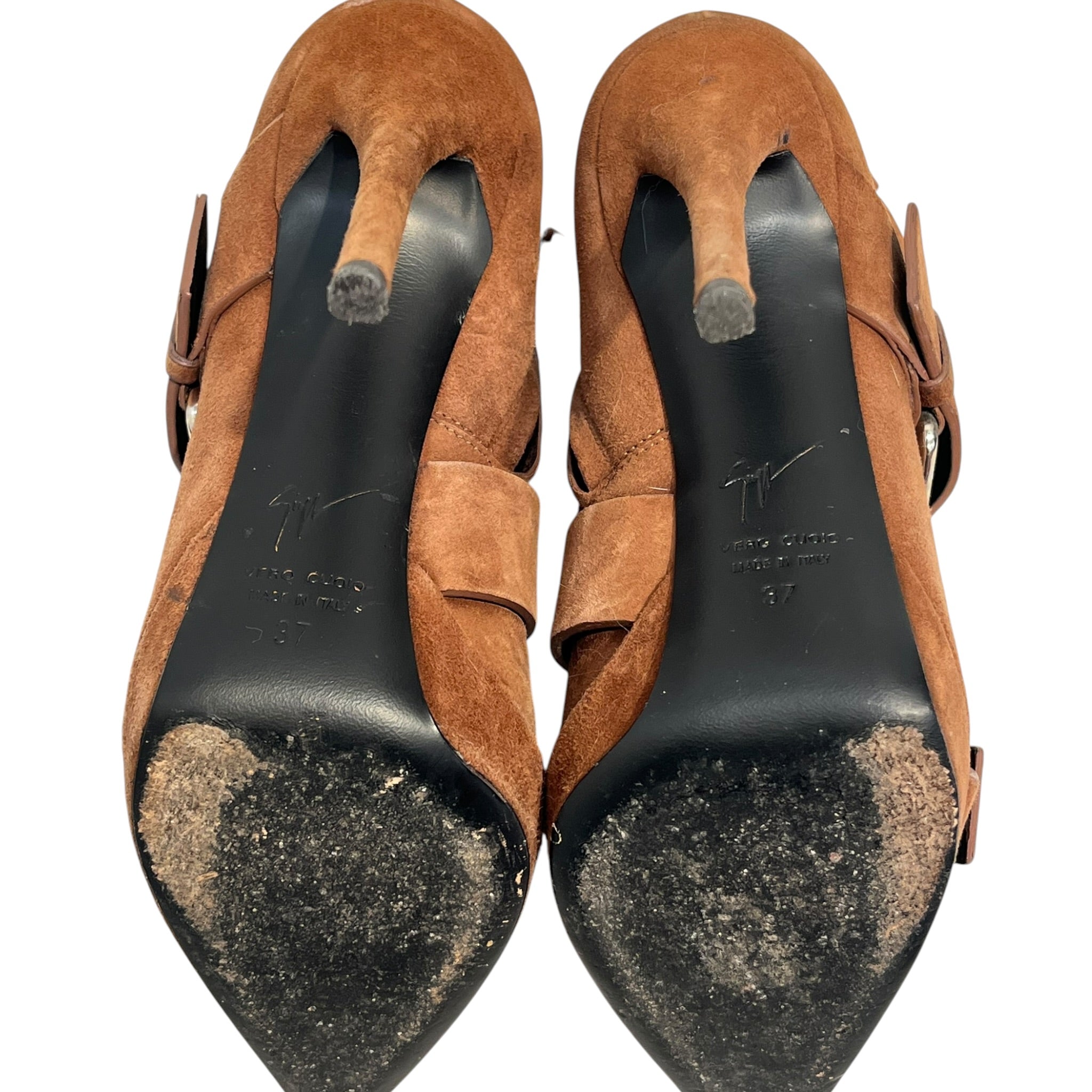 Giuseppe Zanotti/Heels/EU 37/Suede/BRW/3 buckle strap high heel view 10