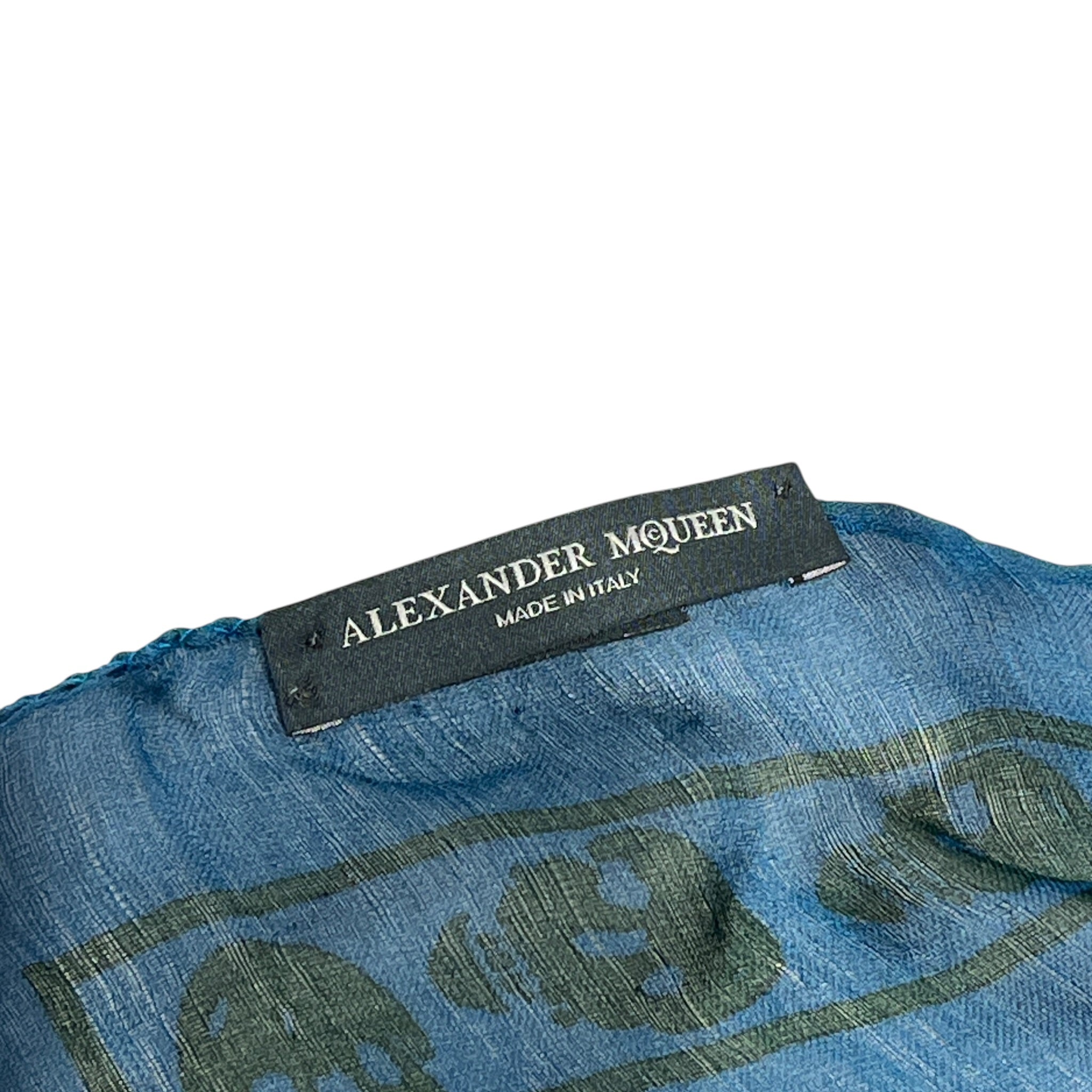 Alexander McQueen/Scarf/Monogram/Silk/BLU/M's/BLUE GREEN SKULL view 2