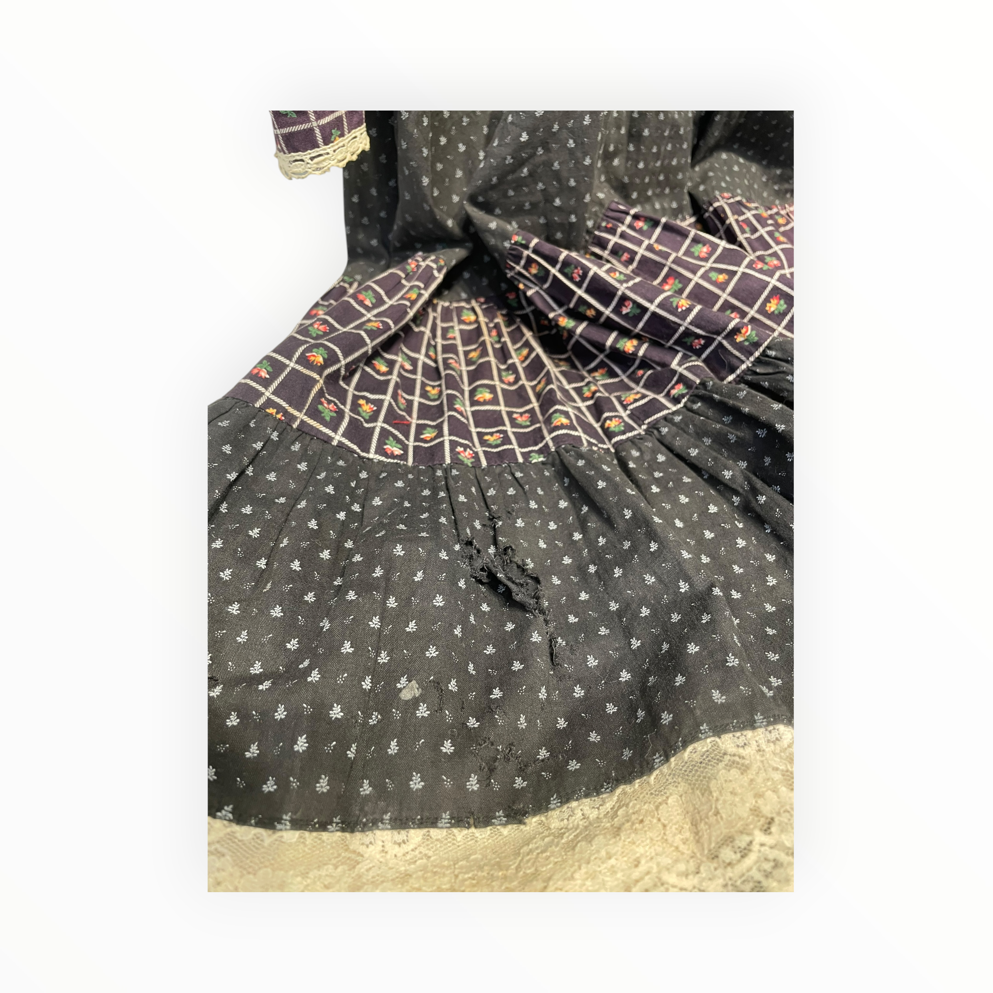 GUNNE SAX/Camisole Dress/M/Floral Pattern/Cotton/BLK/LACE TRIM view 5