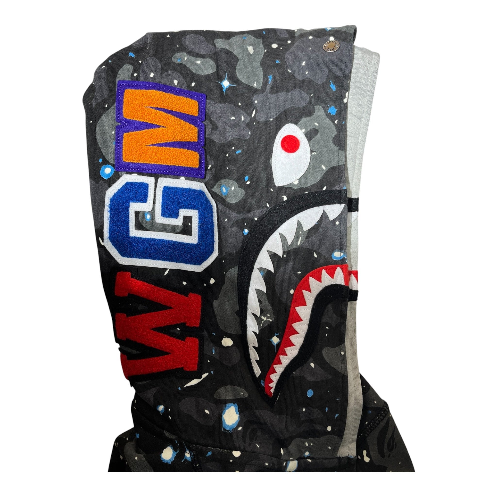 A BATHING APE/Hoodie/M/All Over Print/Cotton/BLK/DOUBLE LAYER SHARK view 3