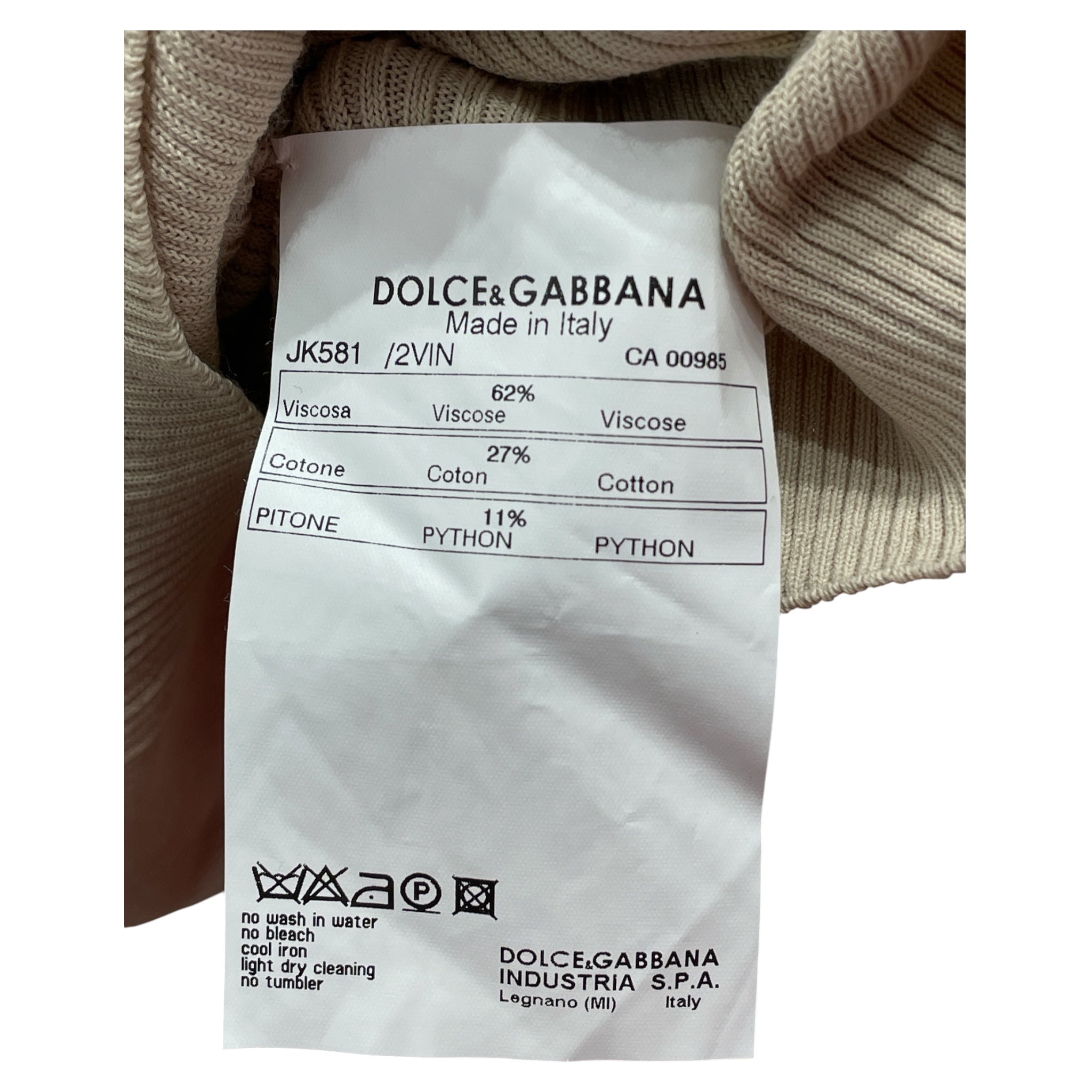 DOLCE&GABBANA/Polo, Rugby/42/Animal Pattern/Cotton/BEG/python view 4