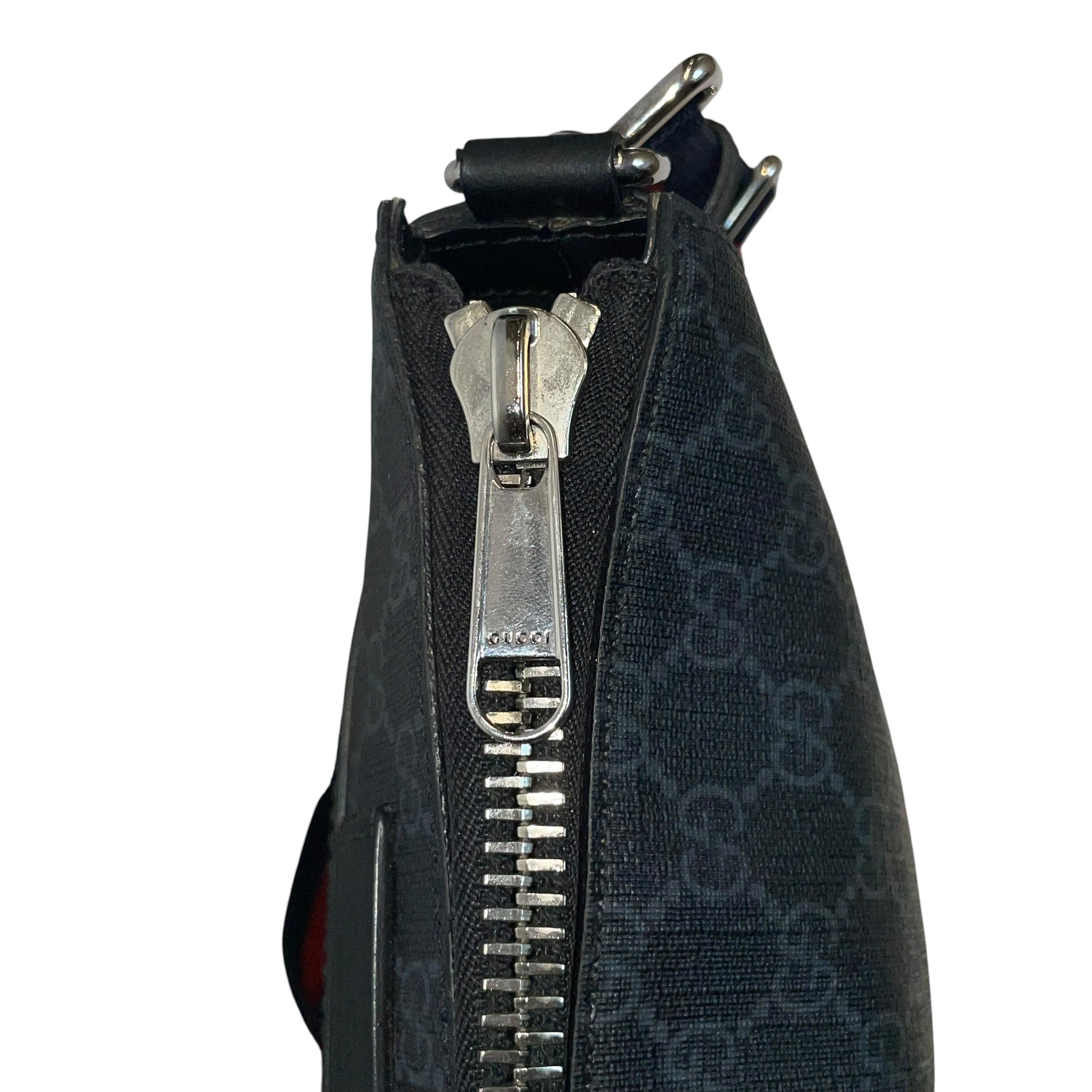GUCCI/Cross Body Bag/All Over Print/Leather/BLK/GG supreme/ blu&rd strap view 4