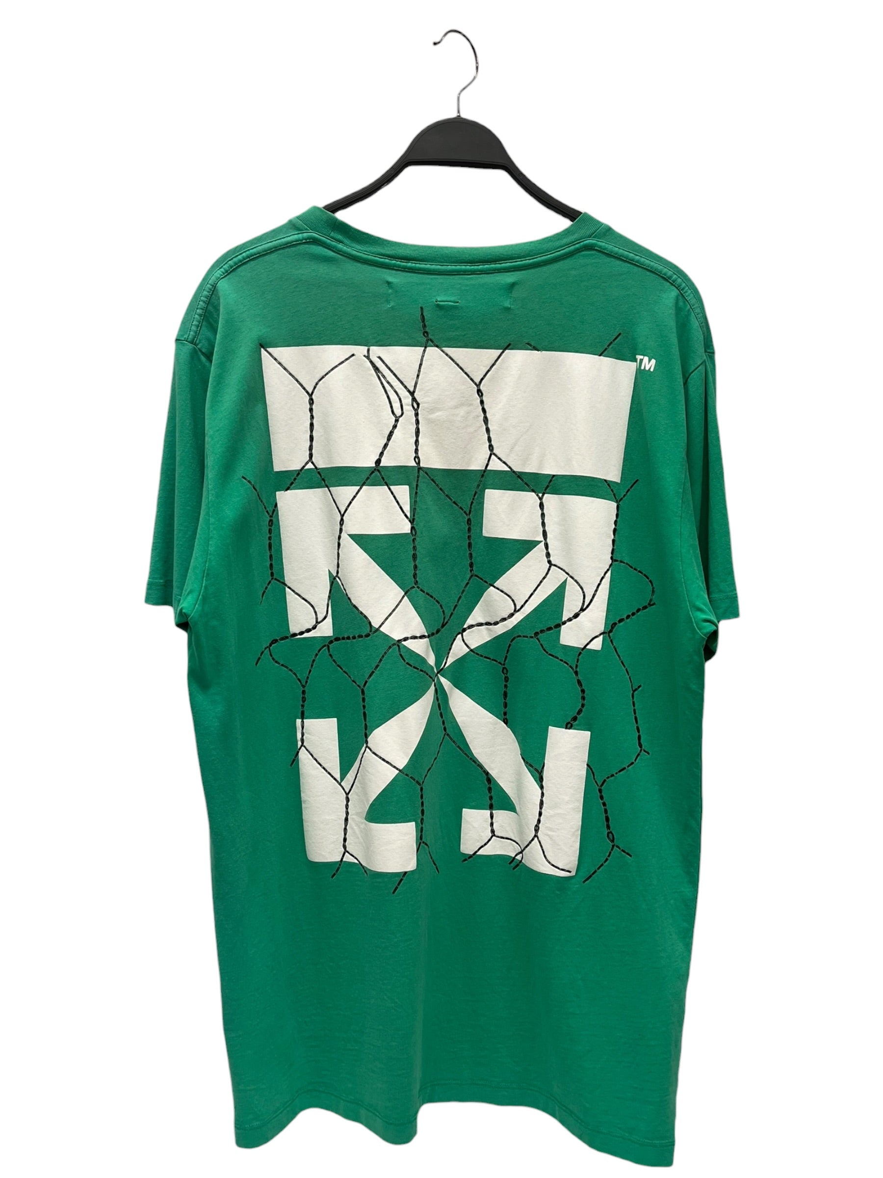 OFF-WHITE/T-Shirt/XL/Cotton/GRN/Fence Arow logo view 2