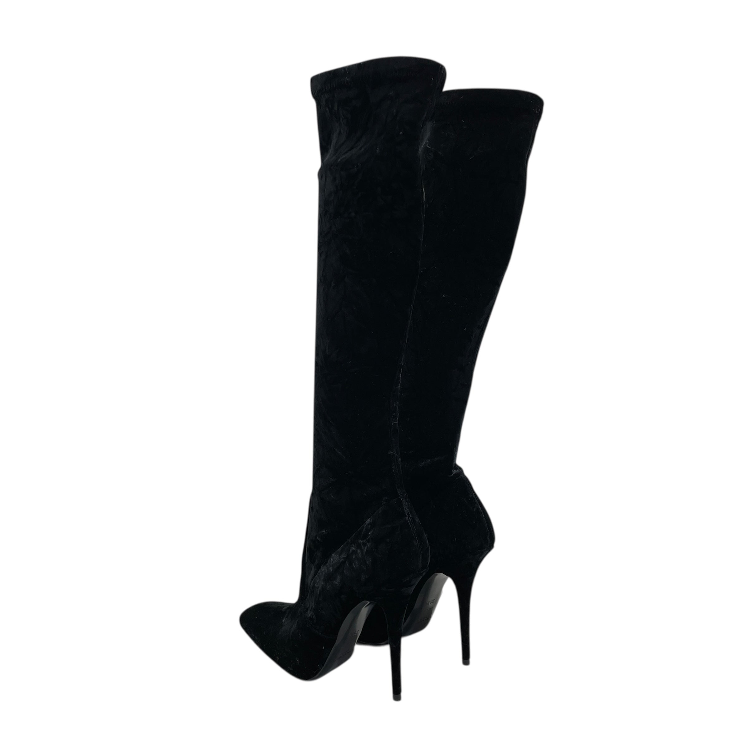 SAINT LAURENT/Long Boots/EU 38.5/Velour/BLK/ view 2