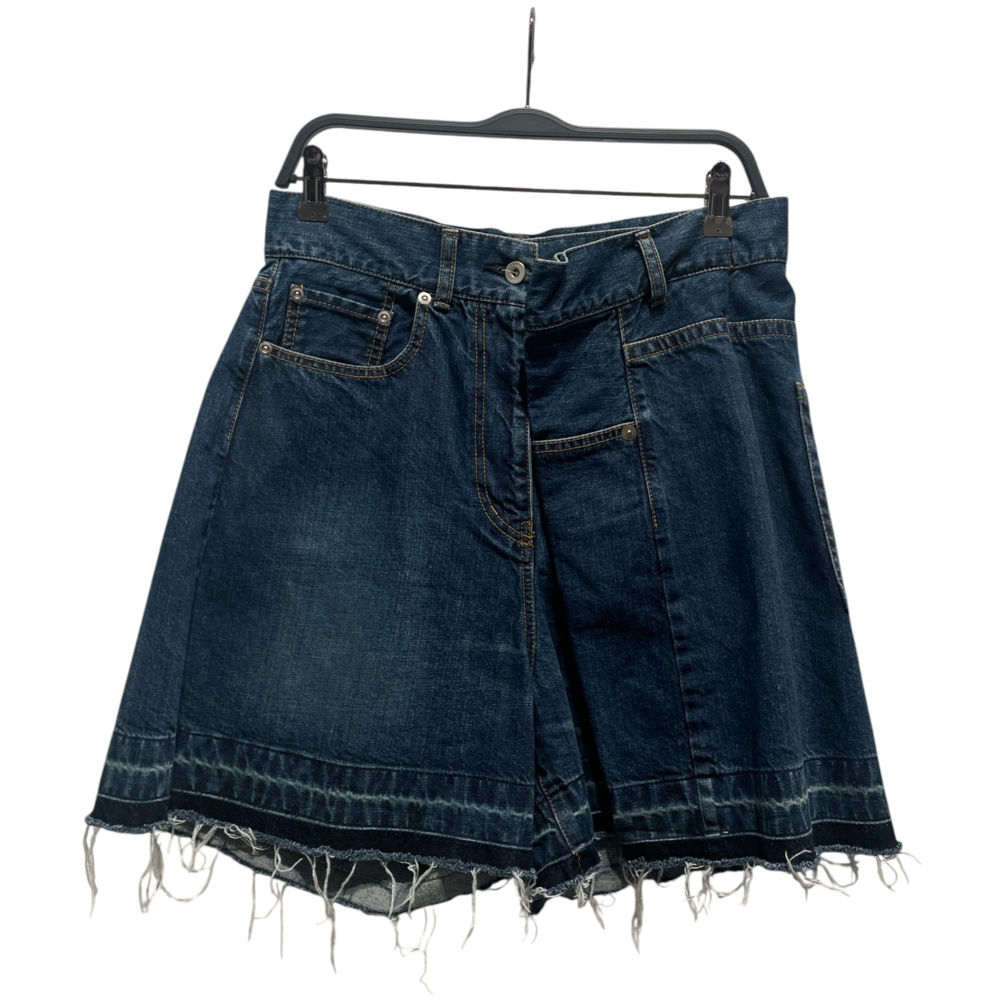 Sacai/Shorts/3/Denim/BLU/Frayed Edge Asymetrical Short view 1