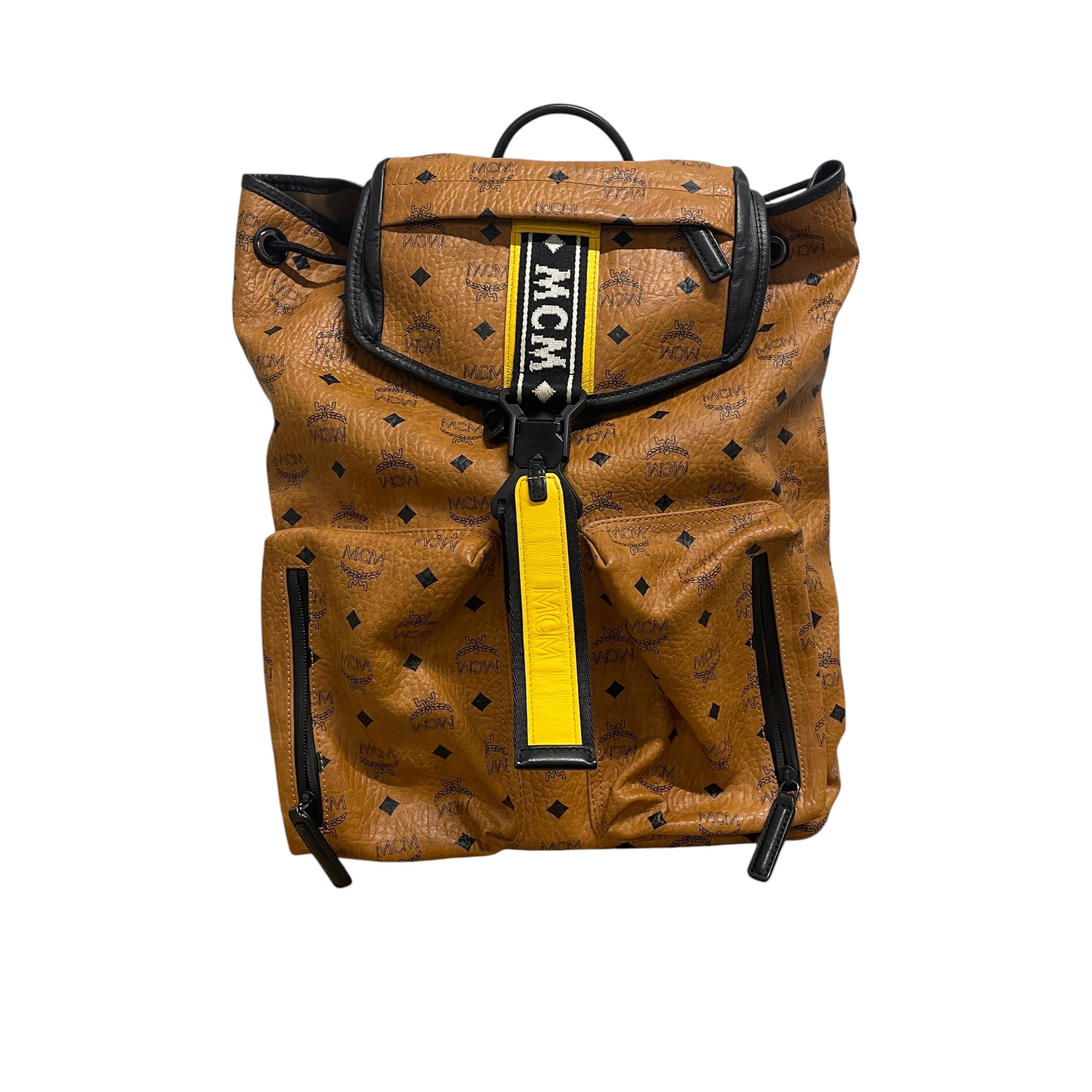 MCM/Backpack/Monogram/Leather/BRW/BLACK TXT TIRM view 1