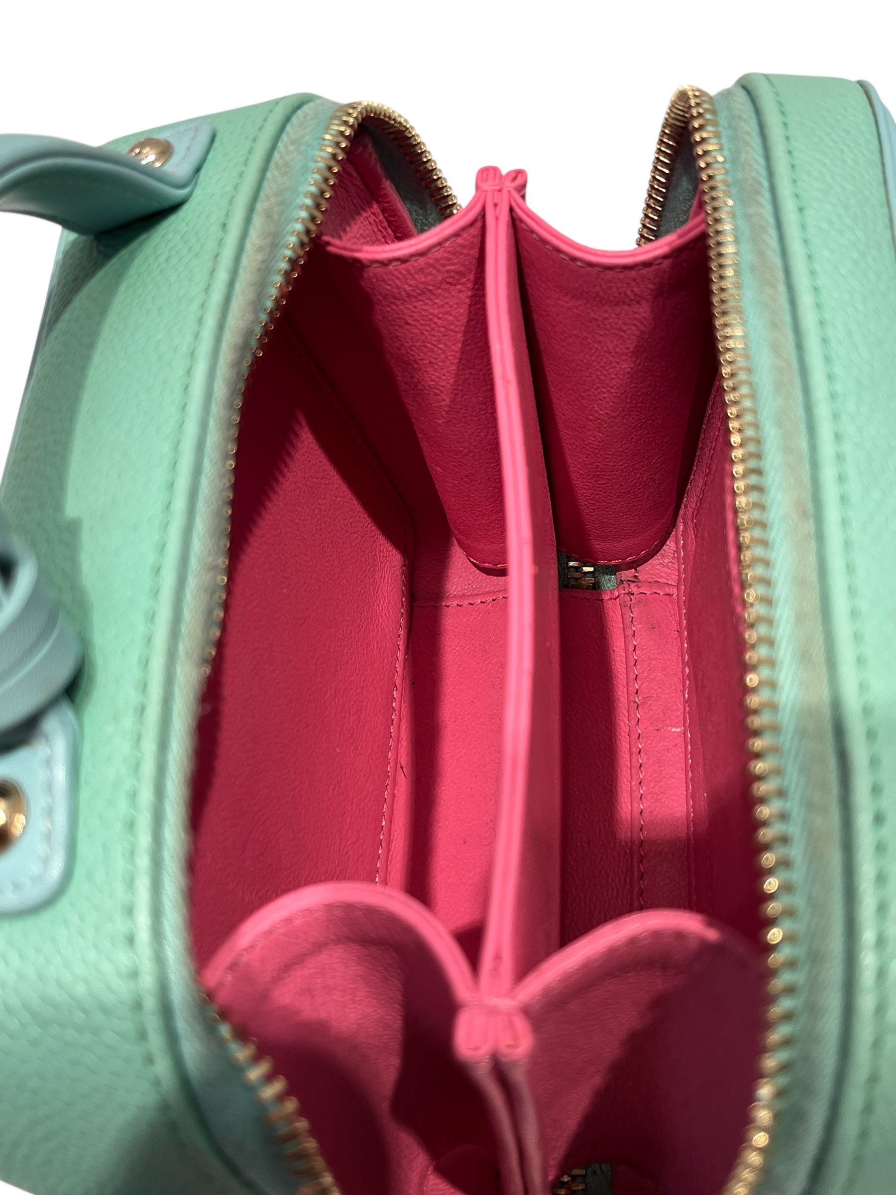 CHANEL/Cross Body Bag/S/Leather/PNK/CHANEL pink/green cross body view 7