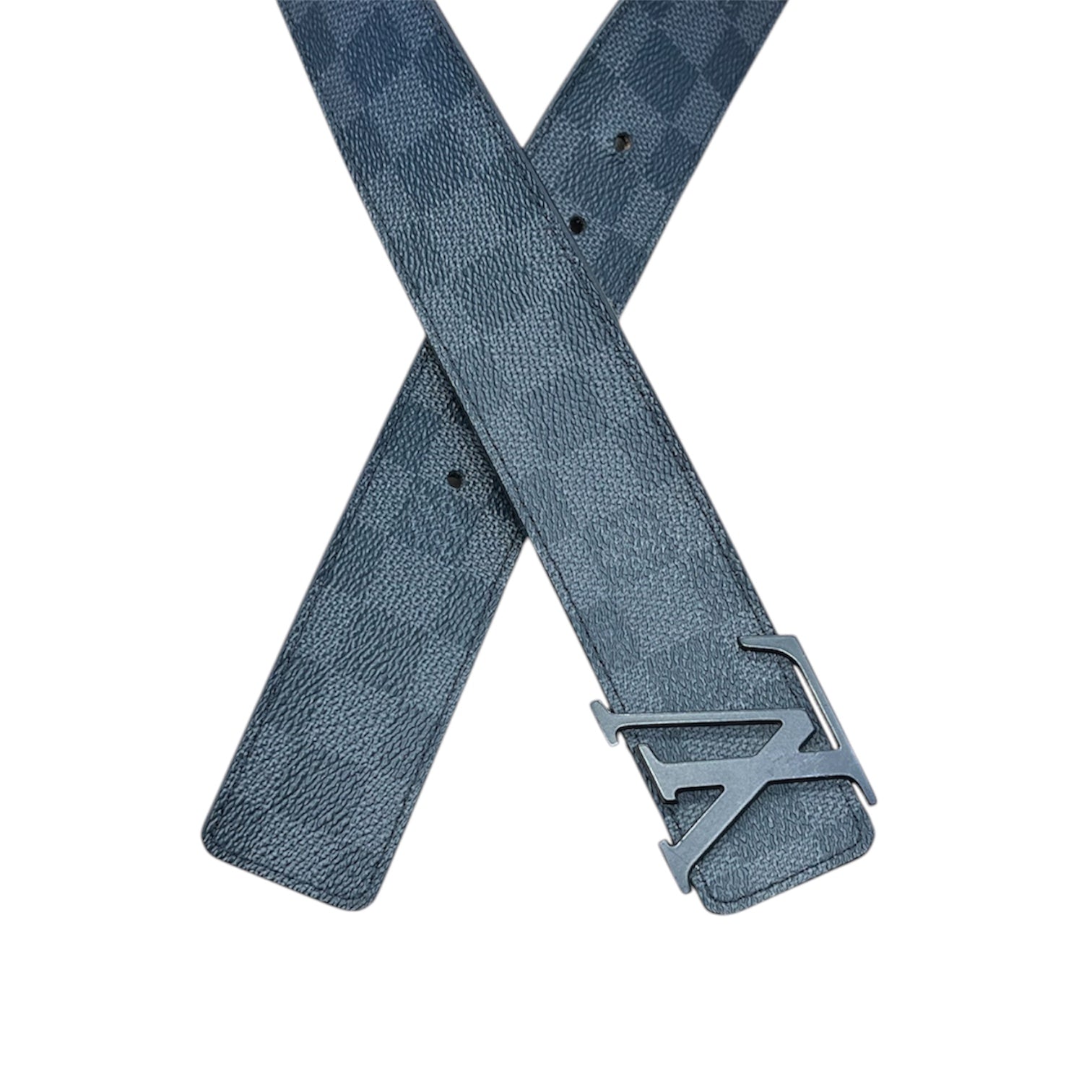 LOUIS VUITTON/Belt/Leather/BLK/ matte black buckle view 2